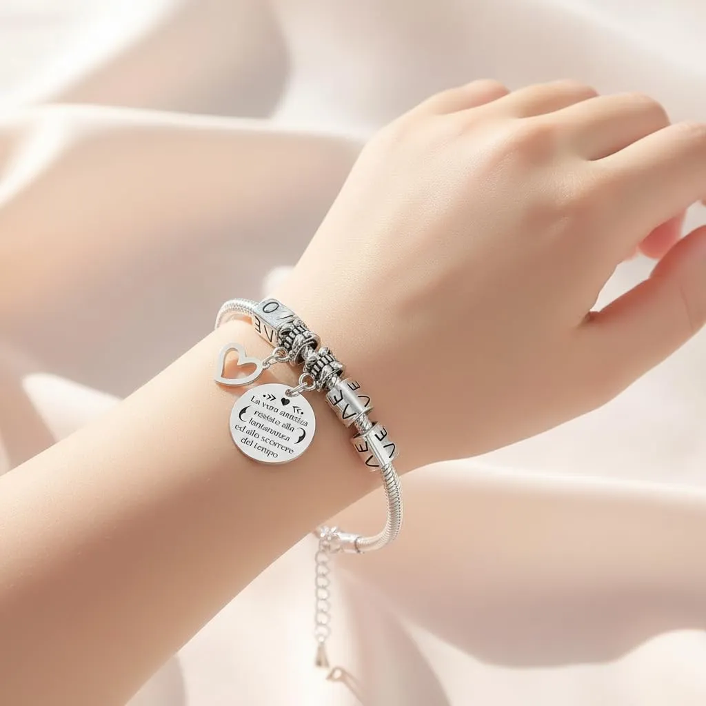 QTQTLP Bracciale Amicizia Donna in Acciaio Inossidabile con Cristallo Rosa (23) - immagine 5