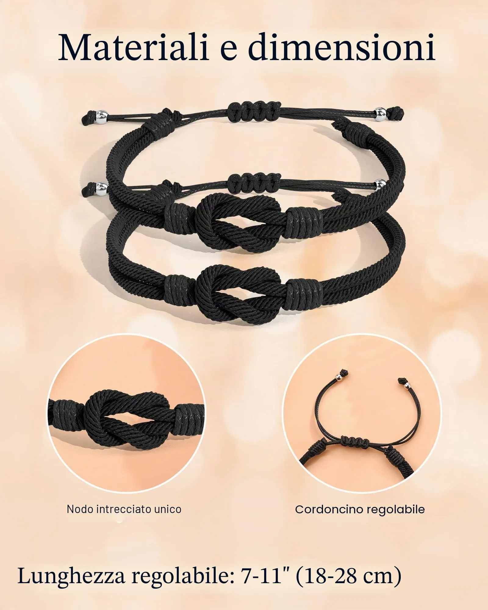 VGWON Bracciali Coppia e Amicizia Intrecciati, 18-28 cm, Rosa - immagine 2
