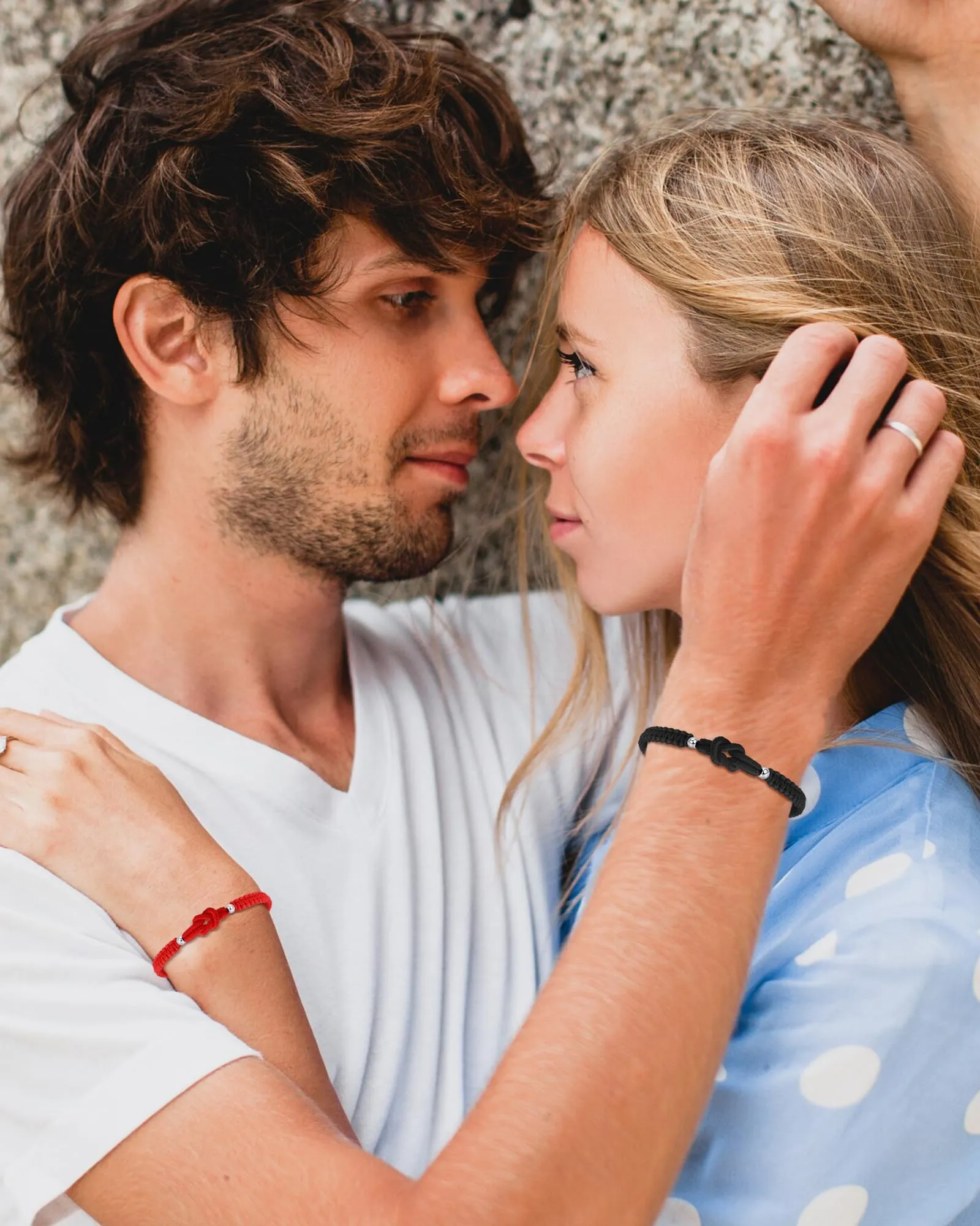 VGWON Bracciali Coppia e Amicizia in Corda Intrecciata, Rosso e Nero, 16-27 cm - immagine 3