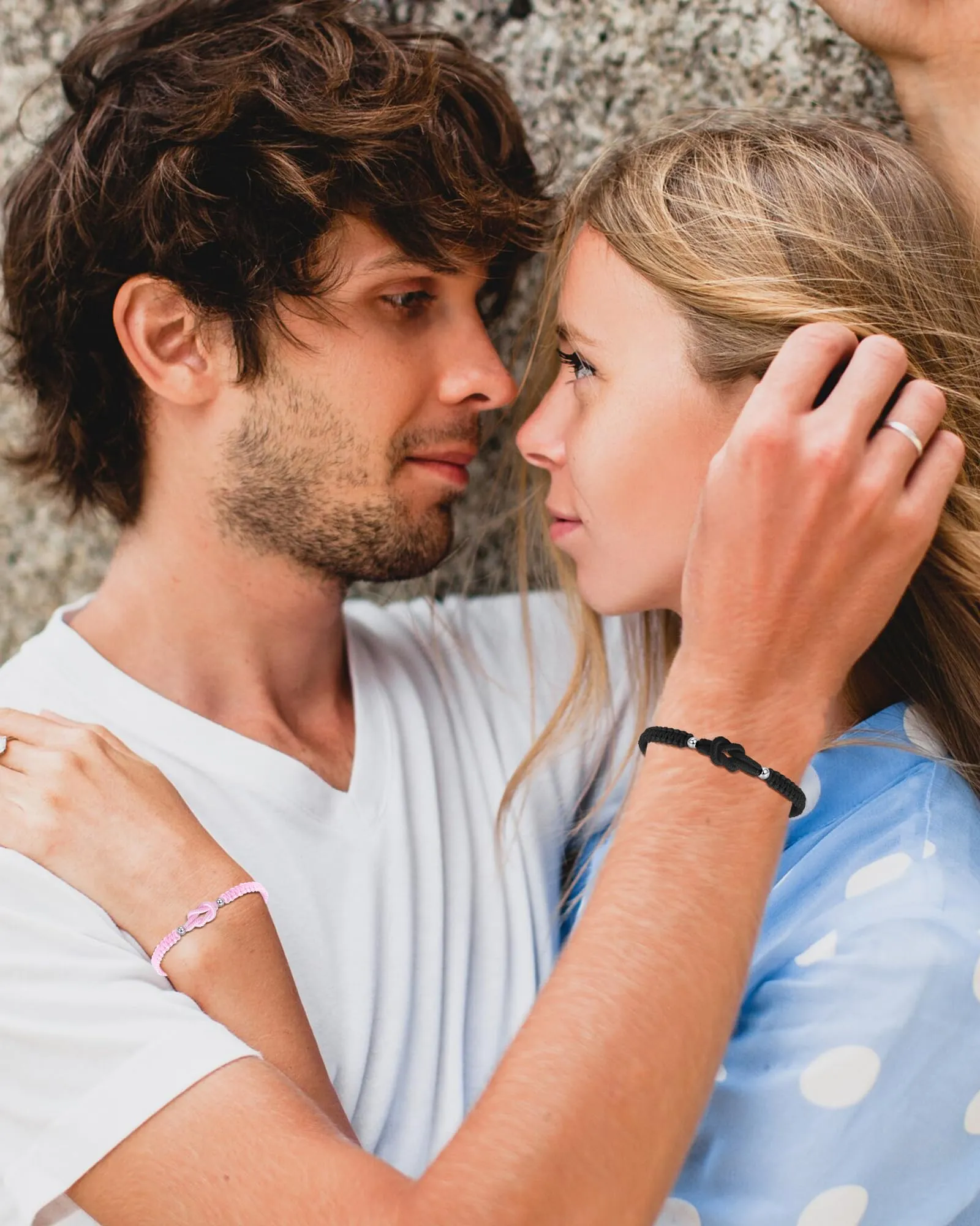 VGWON Bracciali Coppia e Amicizia in Corda Intrecciata Rosa e Nero - immagine 3