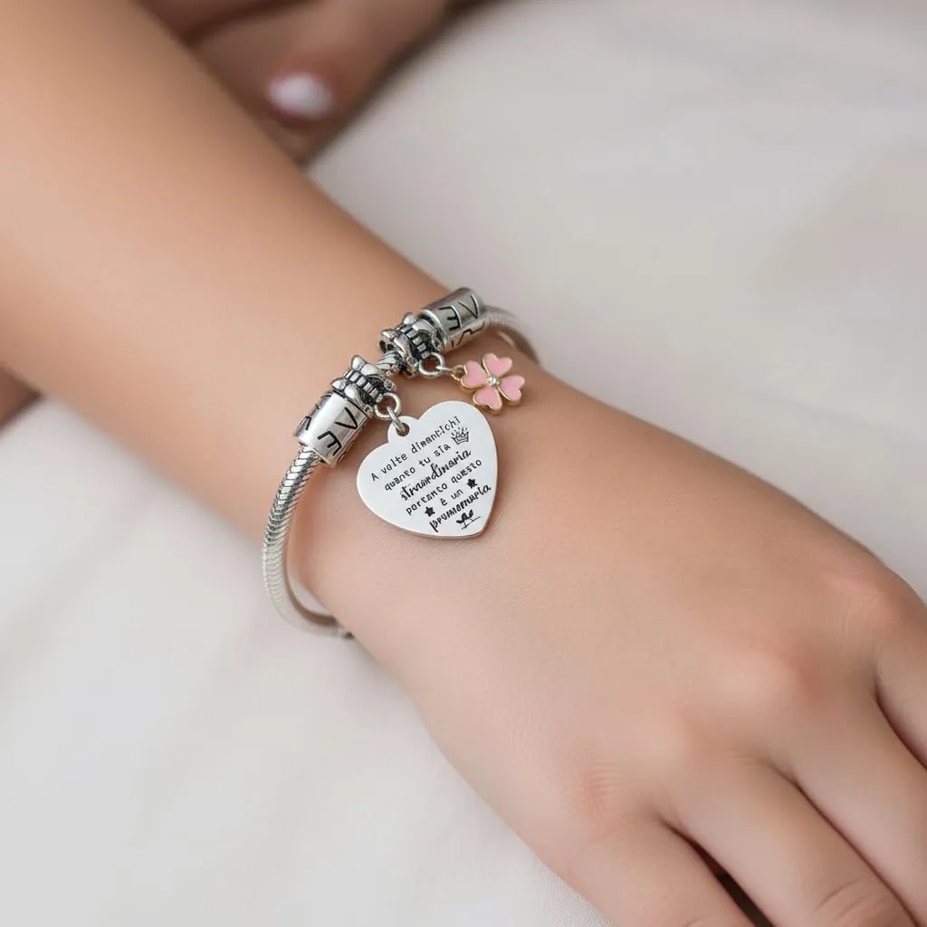 QTQTLP Bracciale Amicizia per Donna in Acciaio Inossidabile con Cristallo Rosa (26) - immagine 6