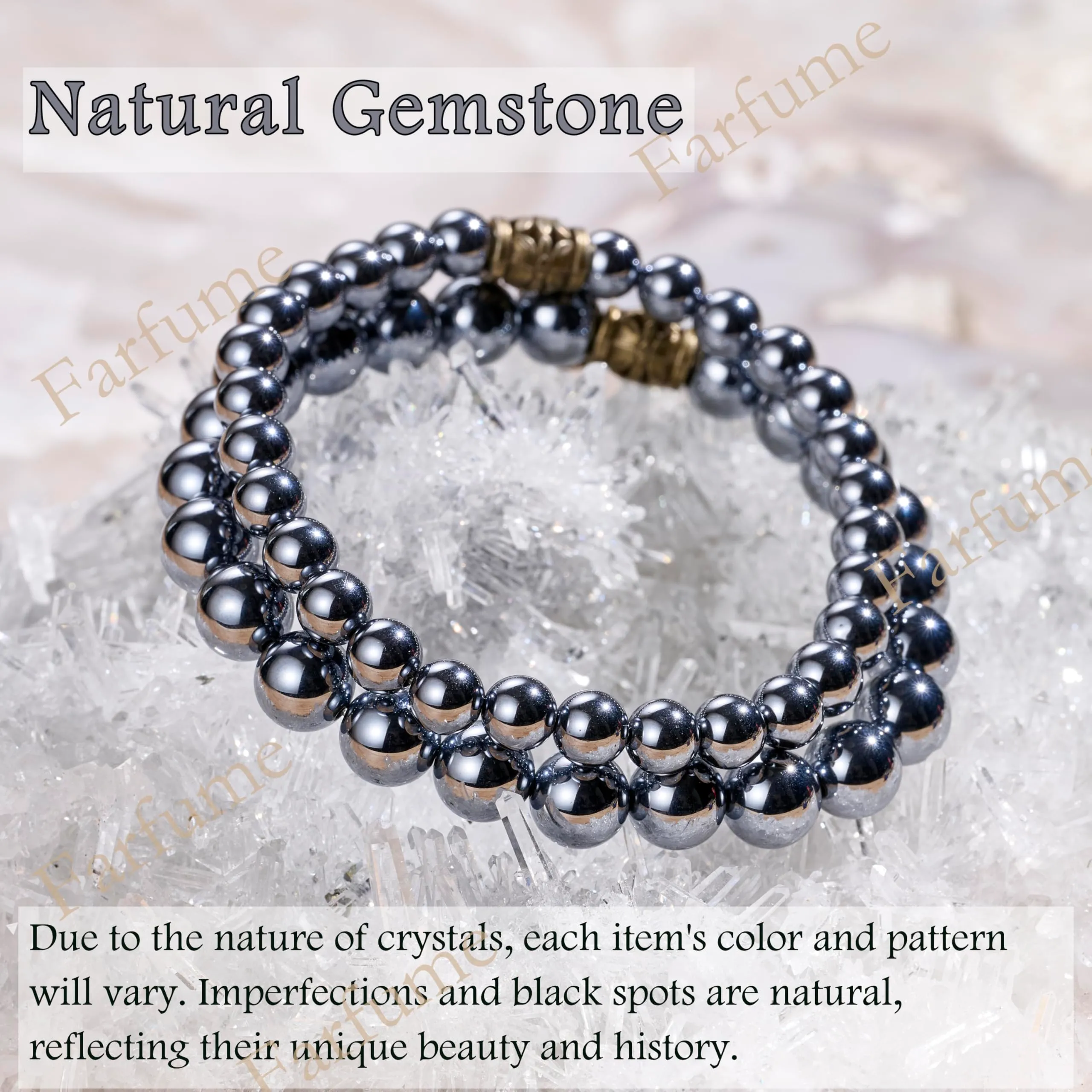 Farfume Bracciali Chakra Donna in Pietra Terahertz e LifeTree, Set Doppio, 18.5cm - immagine 5