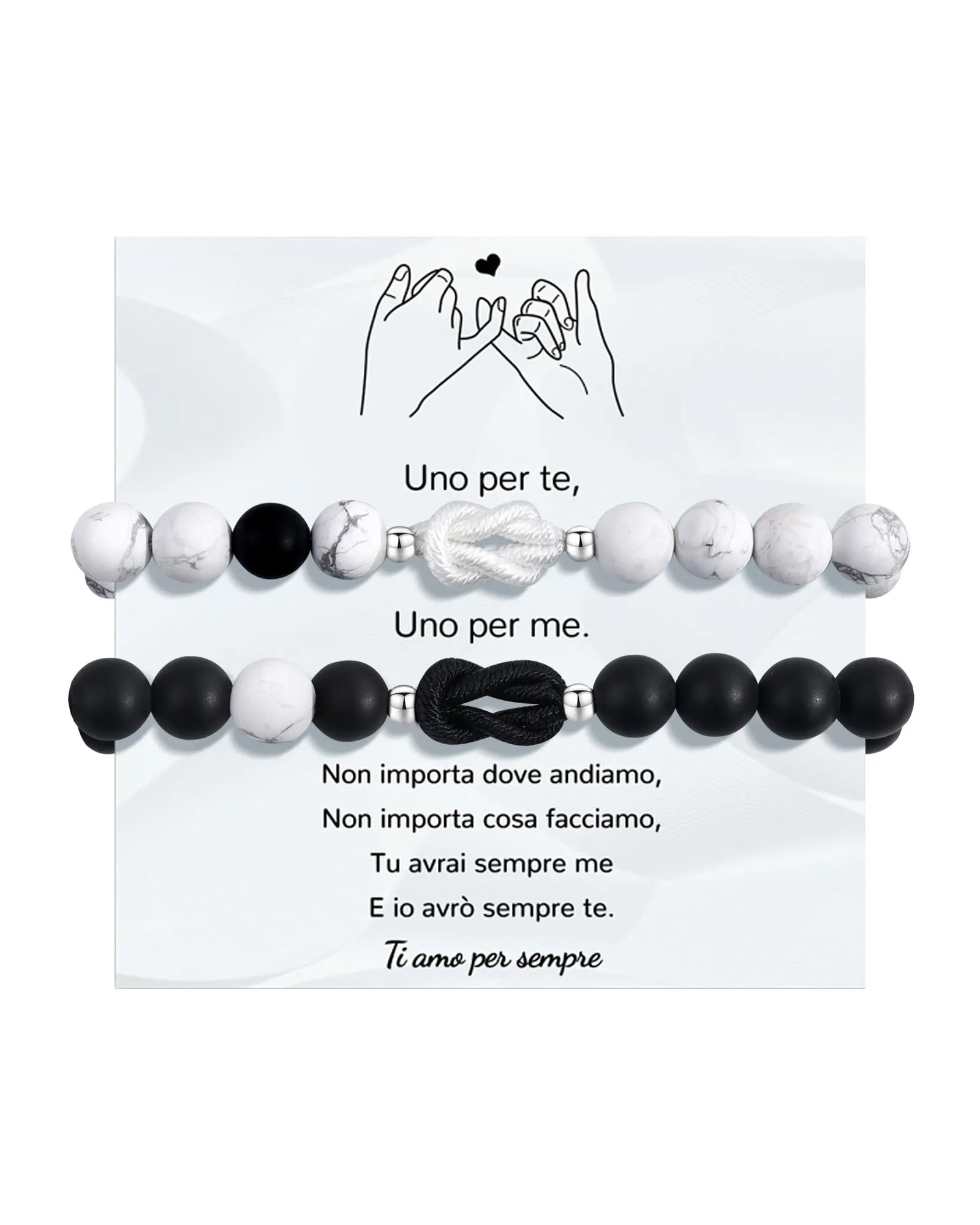 VGWON Bracciale di Coppia in Pietra Naturale, 16-28 cm - immagine 1