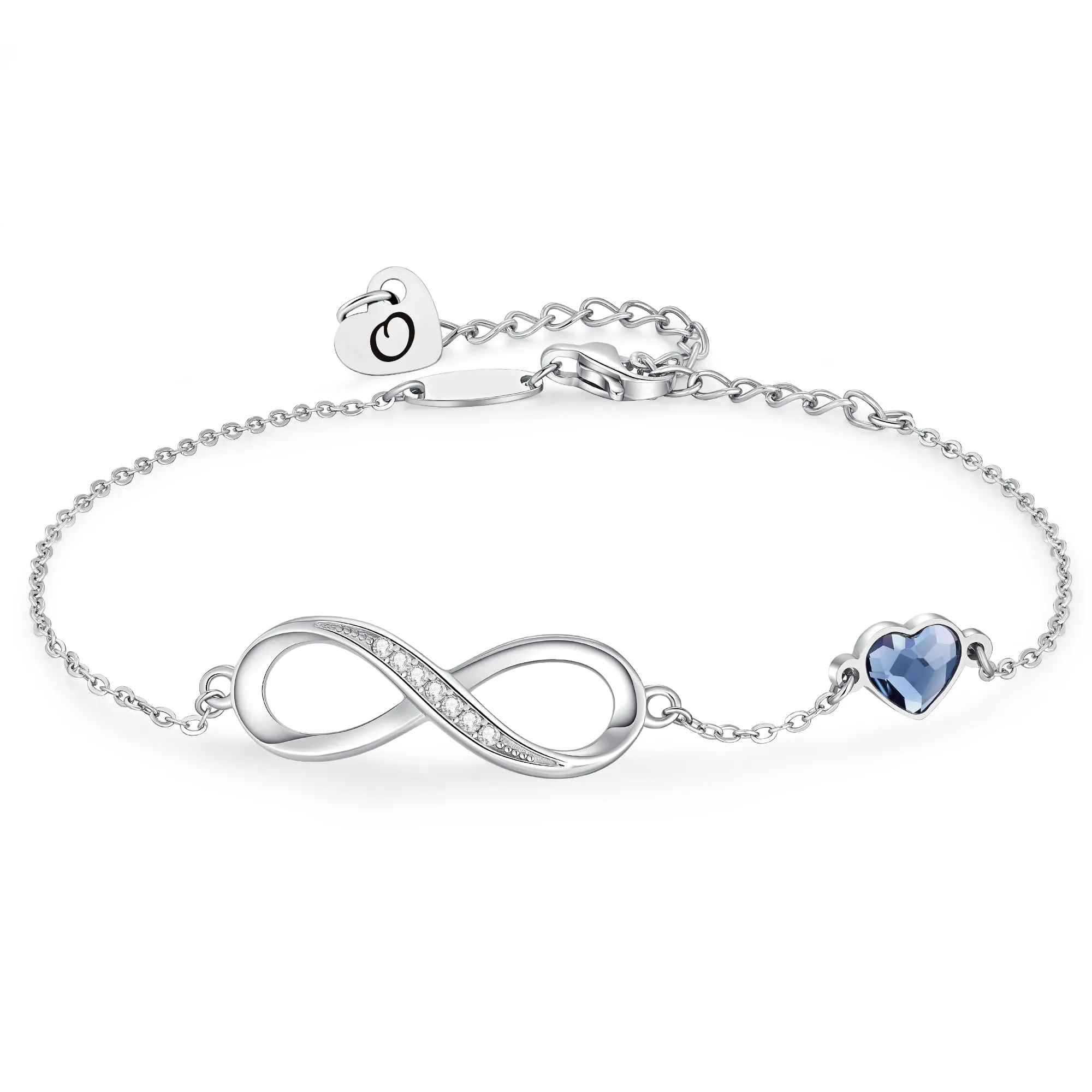 LOUISA SECRET Bracciale Donna Argento 925 Infinito e Cuore con Zirconi - immagine 1