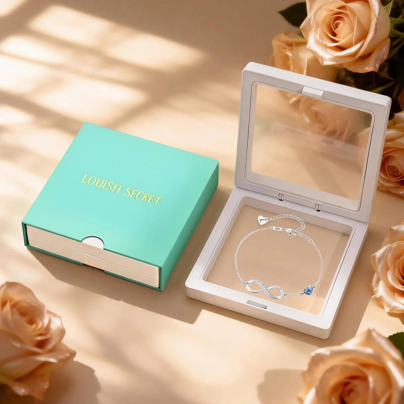 LOUISA SECRET Bracciale Donna Argento 925 Infinito e Cuore con Zirconi - immagine 8