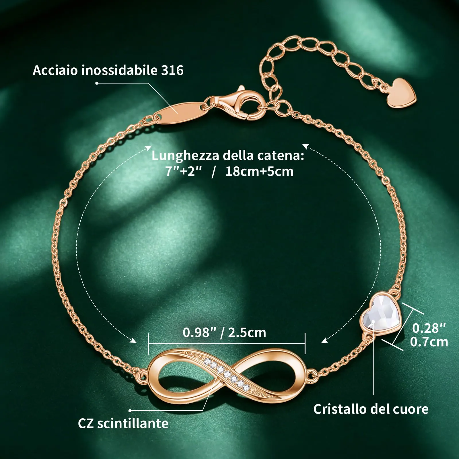 Louisa Secret Bracciale Donna Argento 925 Infinito Cuore - immagine 3