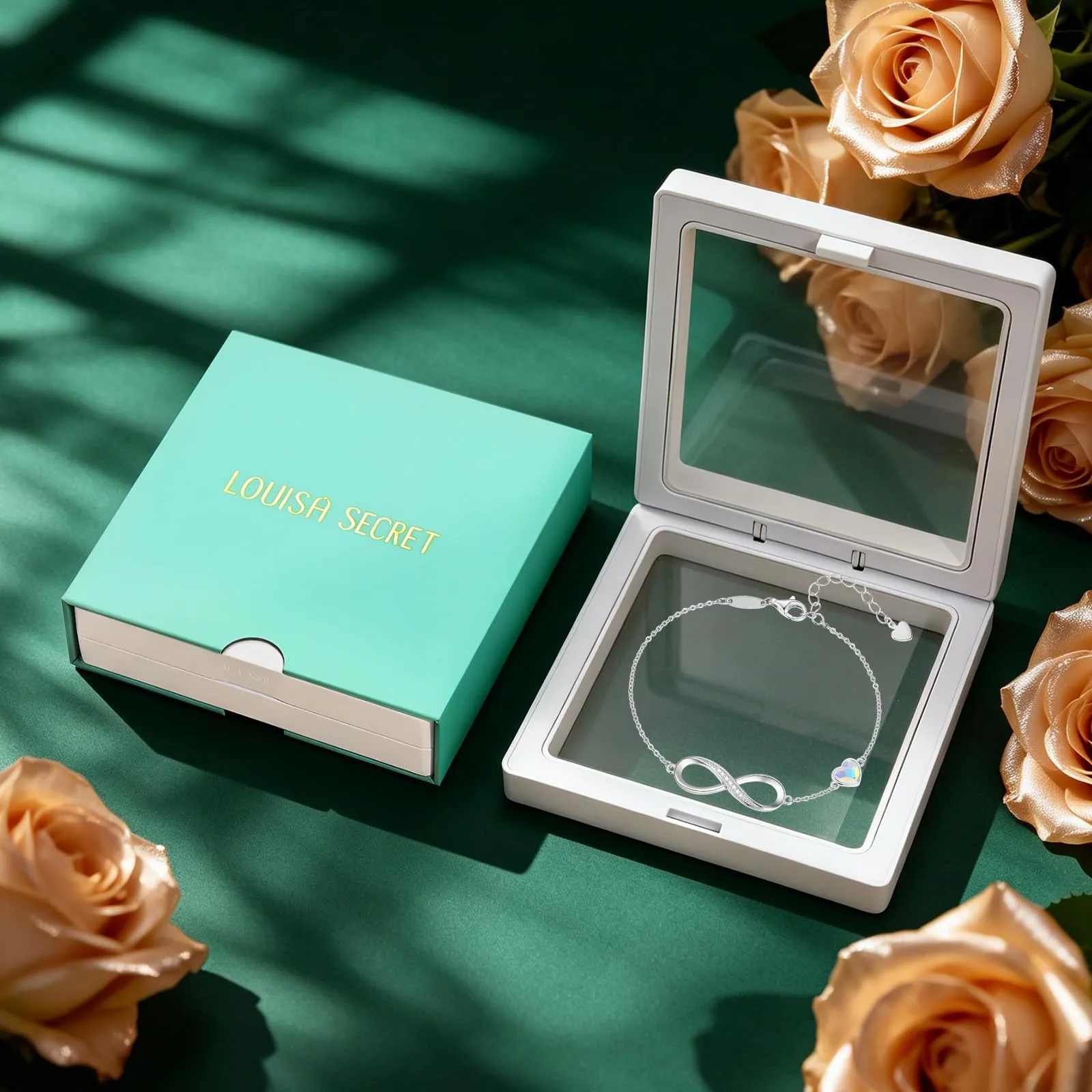 LOUISA SECRET Bracciale Donna Argento 925 Simbolo Infinito e Cuore con Cristalli - immagine 6