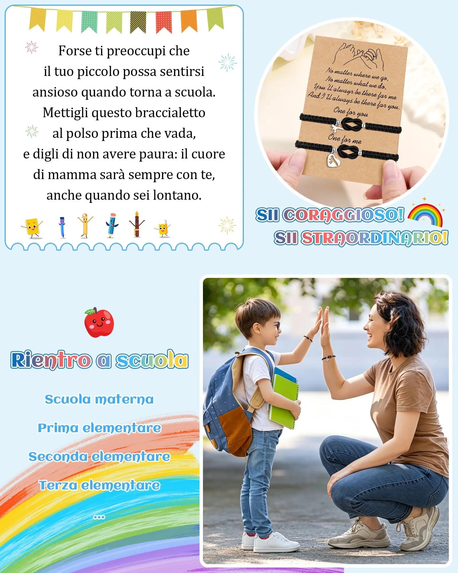 VGWON Set di 2 Bracciali Madre Figlio/Figlia con Ciondoli Dinosauro, Taglia Regolabile - immagine 2