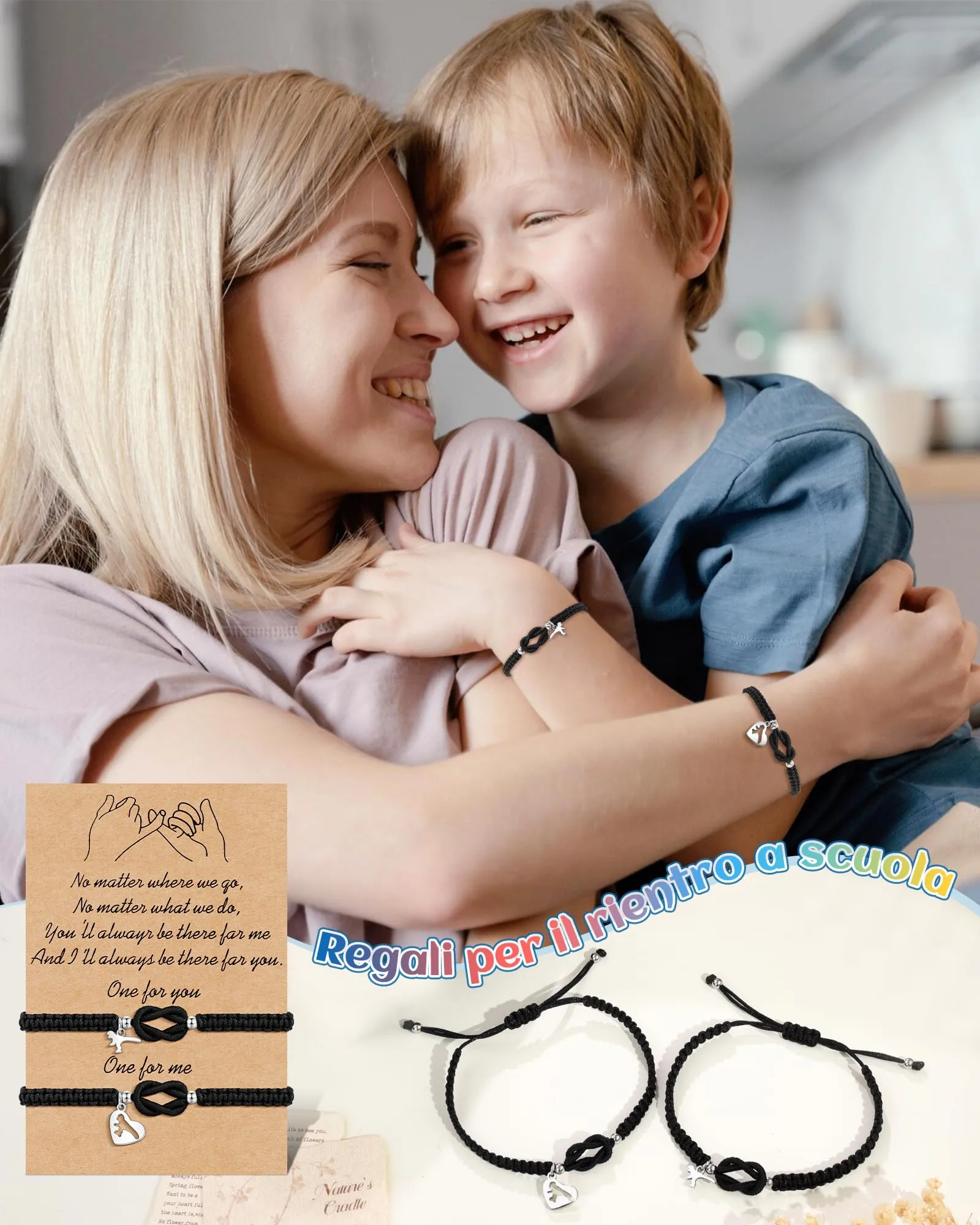 VGWON Set di 2 Bracciali Madre Figlio/Figlia con Ciondoli Dinosauro, Taglia Regolabile - immagine 5