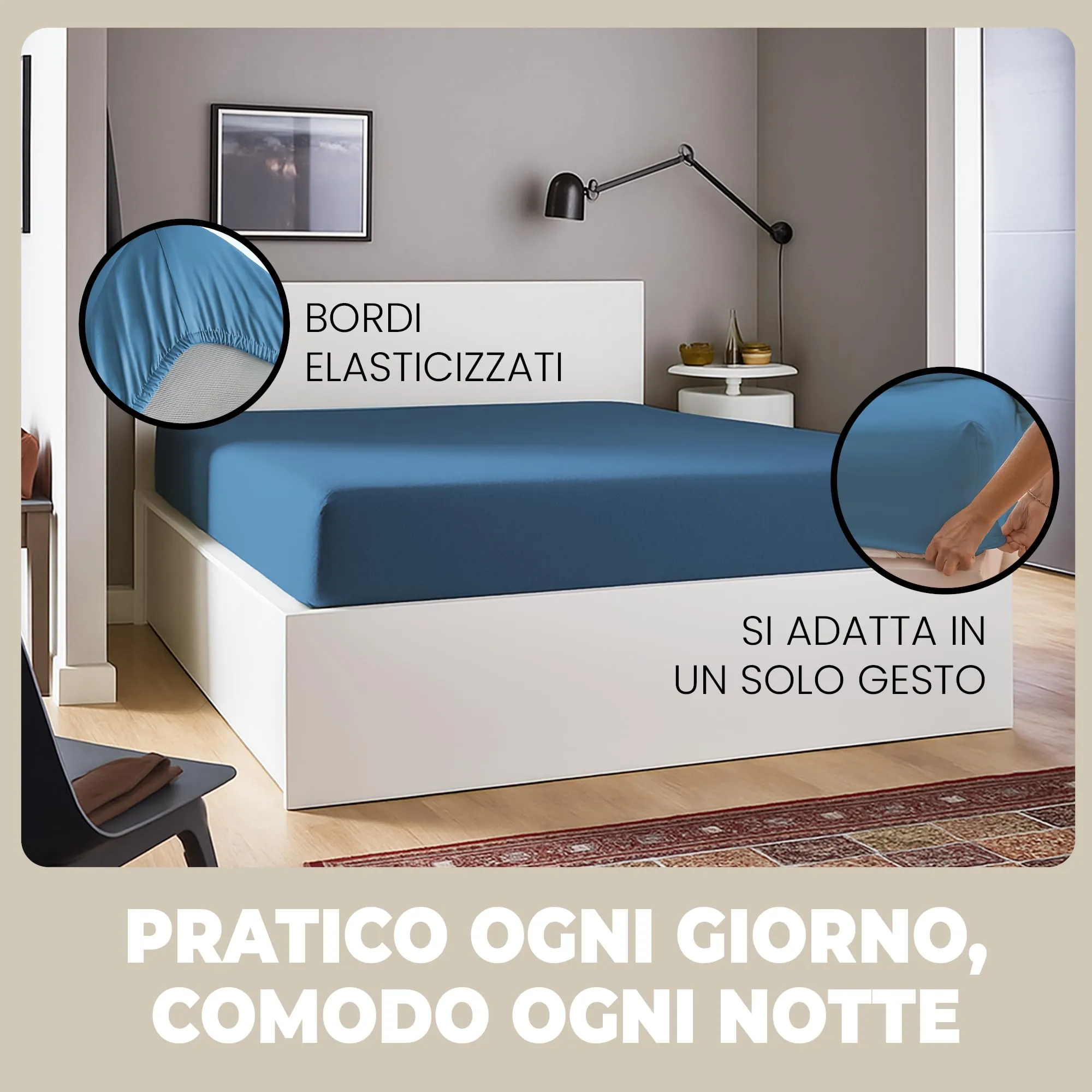 Flowen Lenzuola con Angoli Matrimoniale 160x200 cm Blu Navy in 100% Cotone per Materasso fino a 30cm - immagine 5
