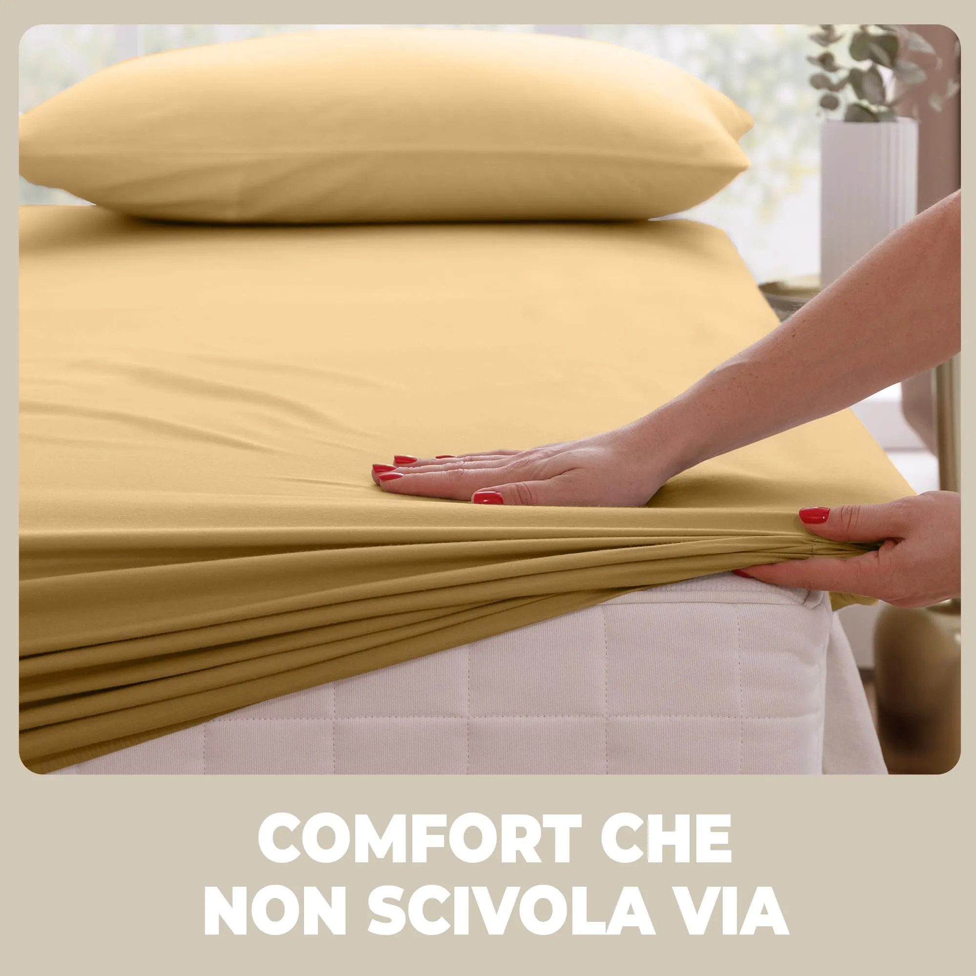 Flowen Lenzuolo con Angoli una Piazza e Mezza 120x200 cm Beige 100% Cotone per Materasso fino a 30cm - immagine 6