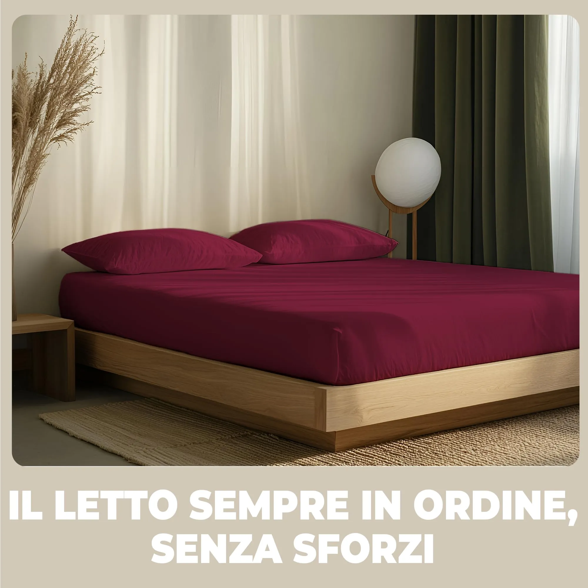 Flowen Lenzuola con Angoli Una Piazza e Mezza 120x200 cm Bordeaux 100% Cotone per Materasso fino a 30cm - immagine 7