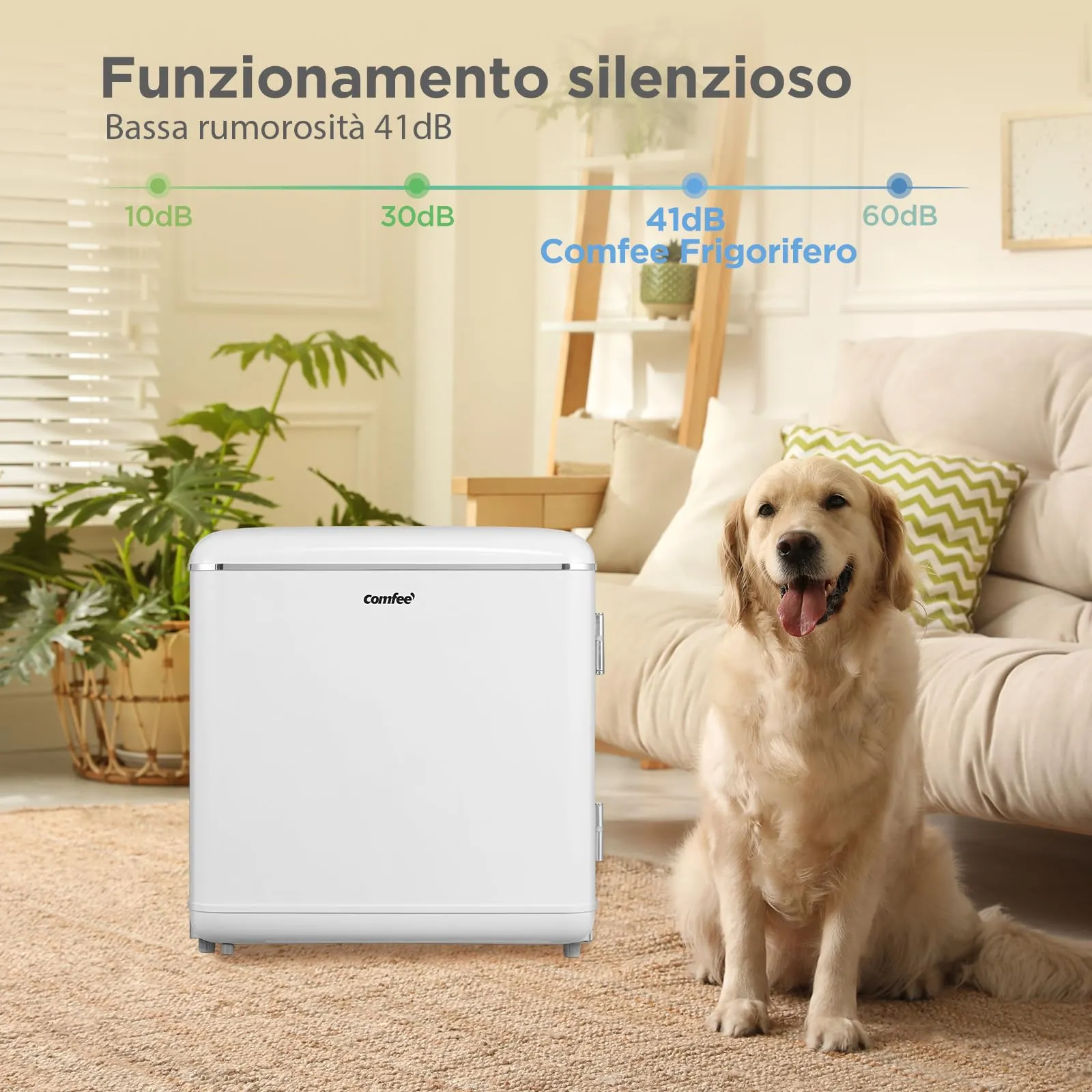 COMFEE' Mini Frigo da Camera 47L Design Retrò, Bianco - immagine 2