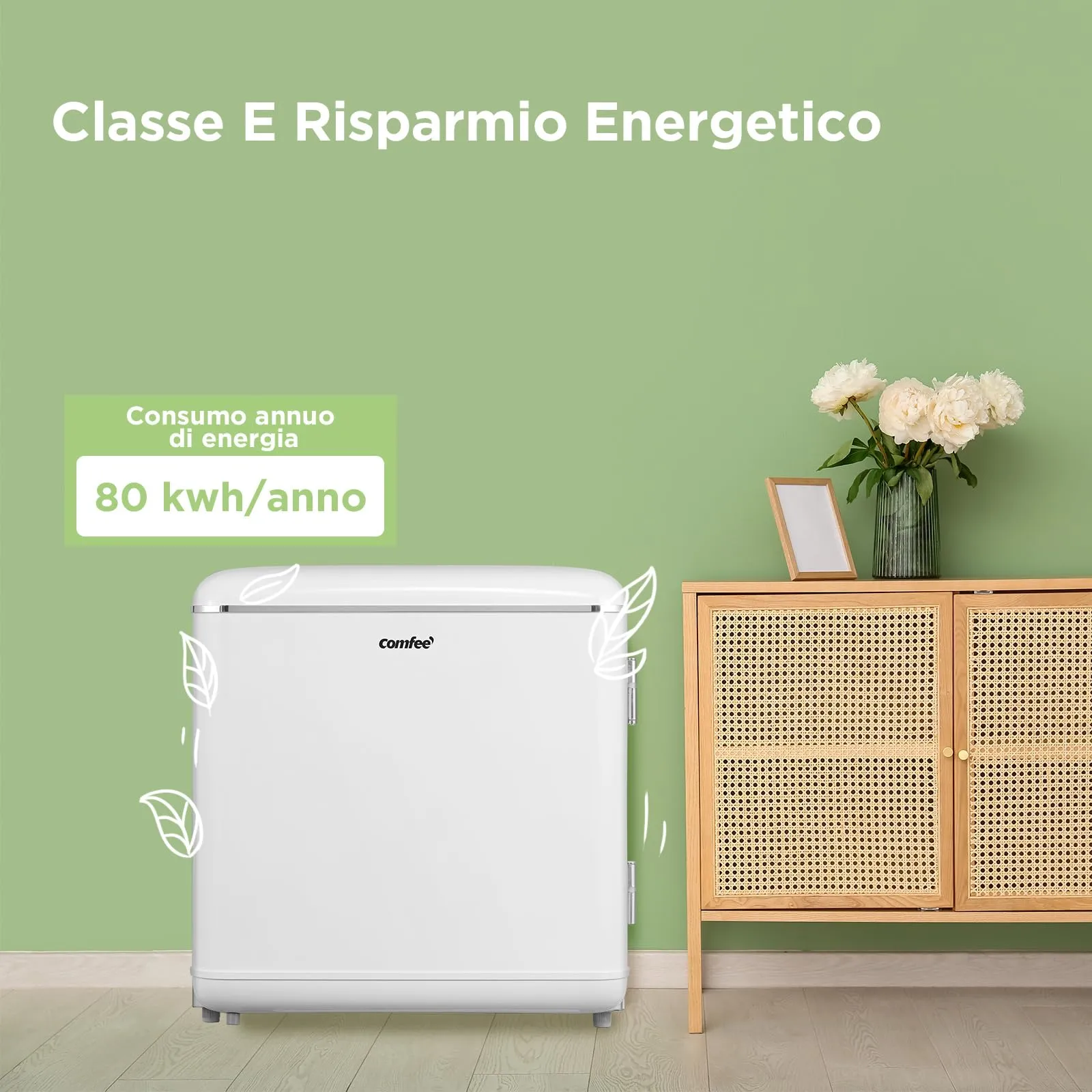 COMFEE' Mini Frigo da Camera 47L Design Retrò, Bianco - immagine 3