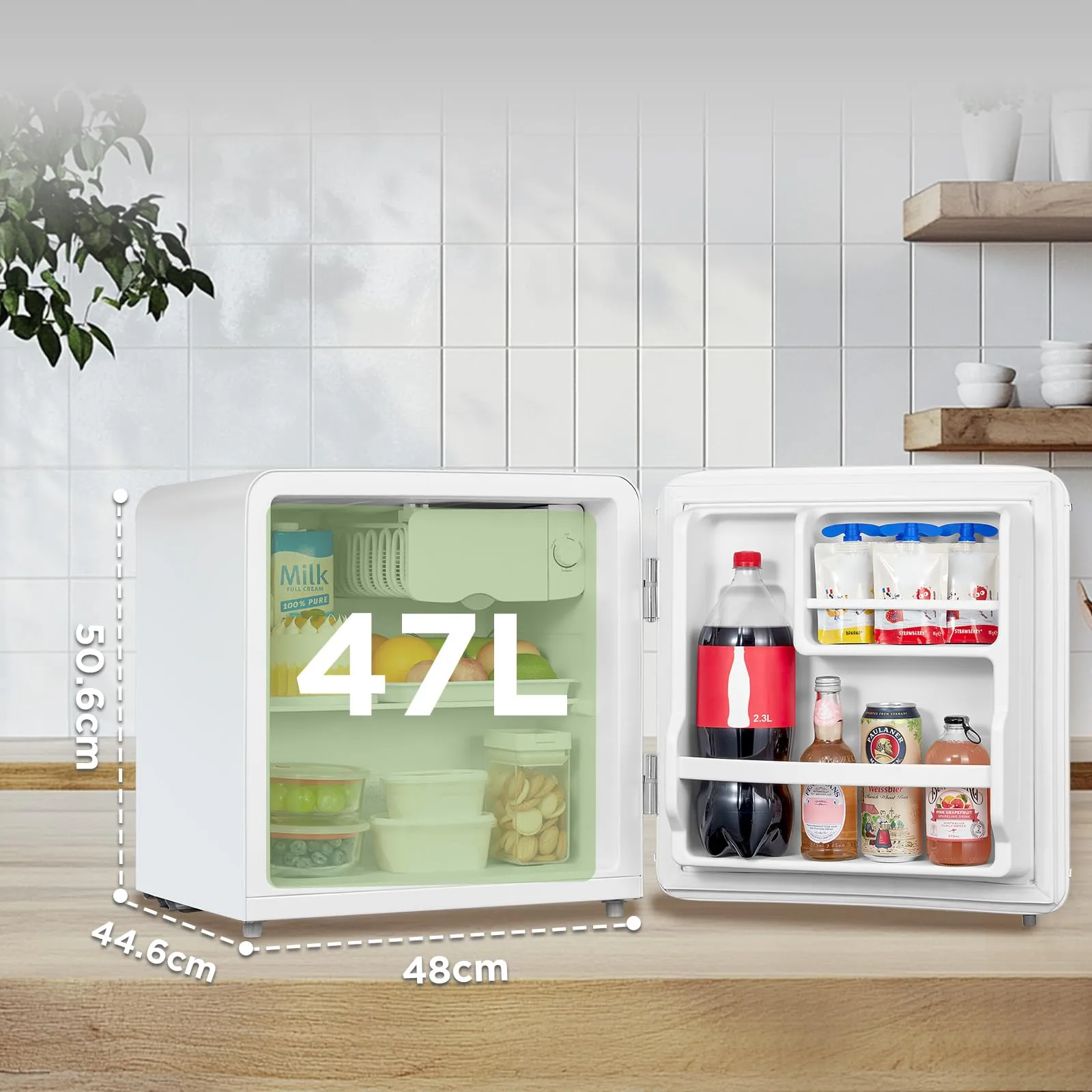 COMFEE' Mini Frigo da Camera 47L Design Retrò, Bianco - immagine 4