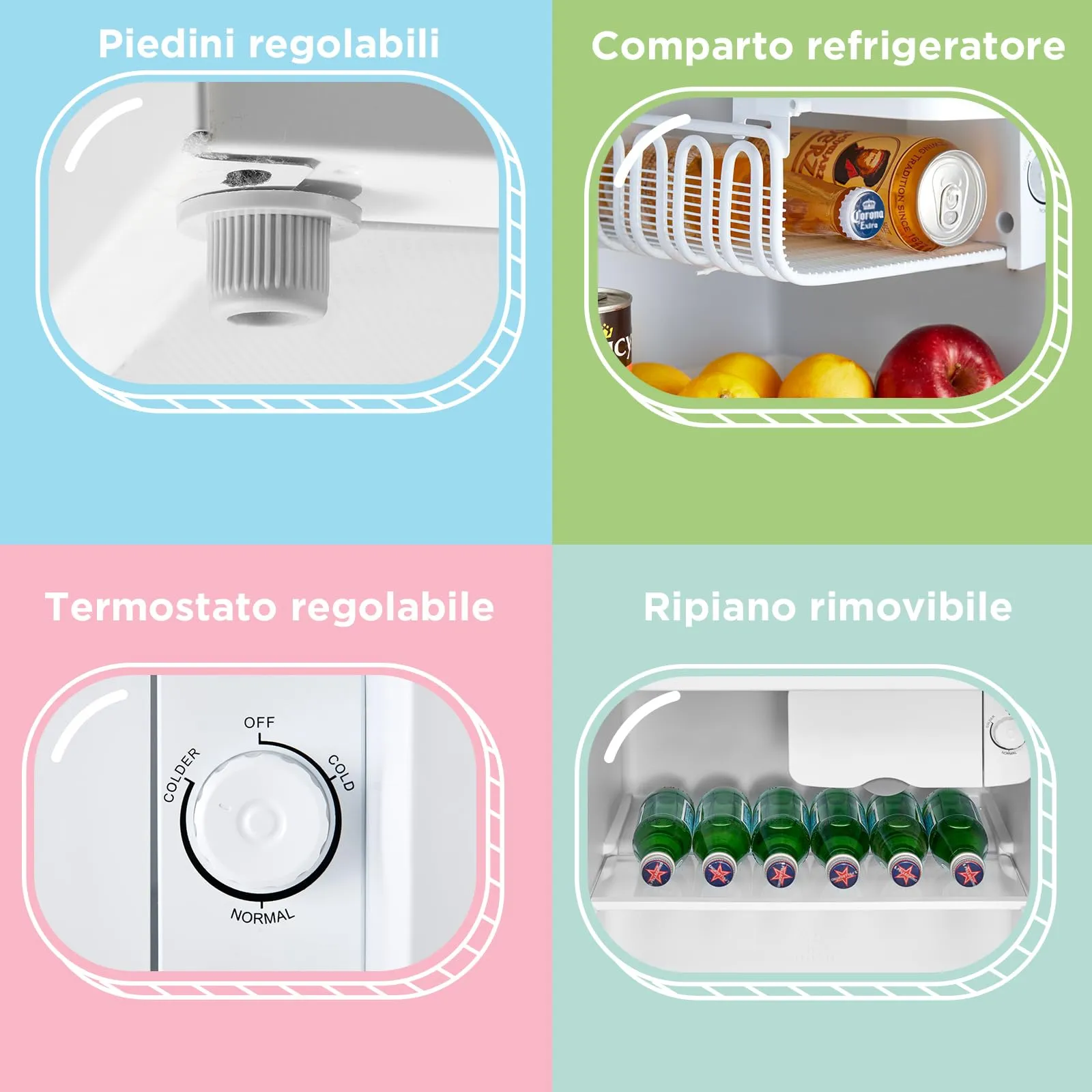 COMFEE' Mini Frigo da Camera 47L Design Retrò, Bianco - immagine 6