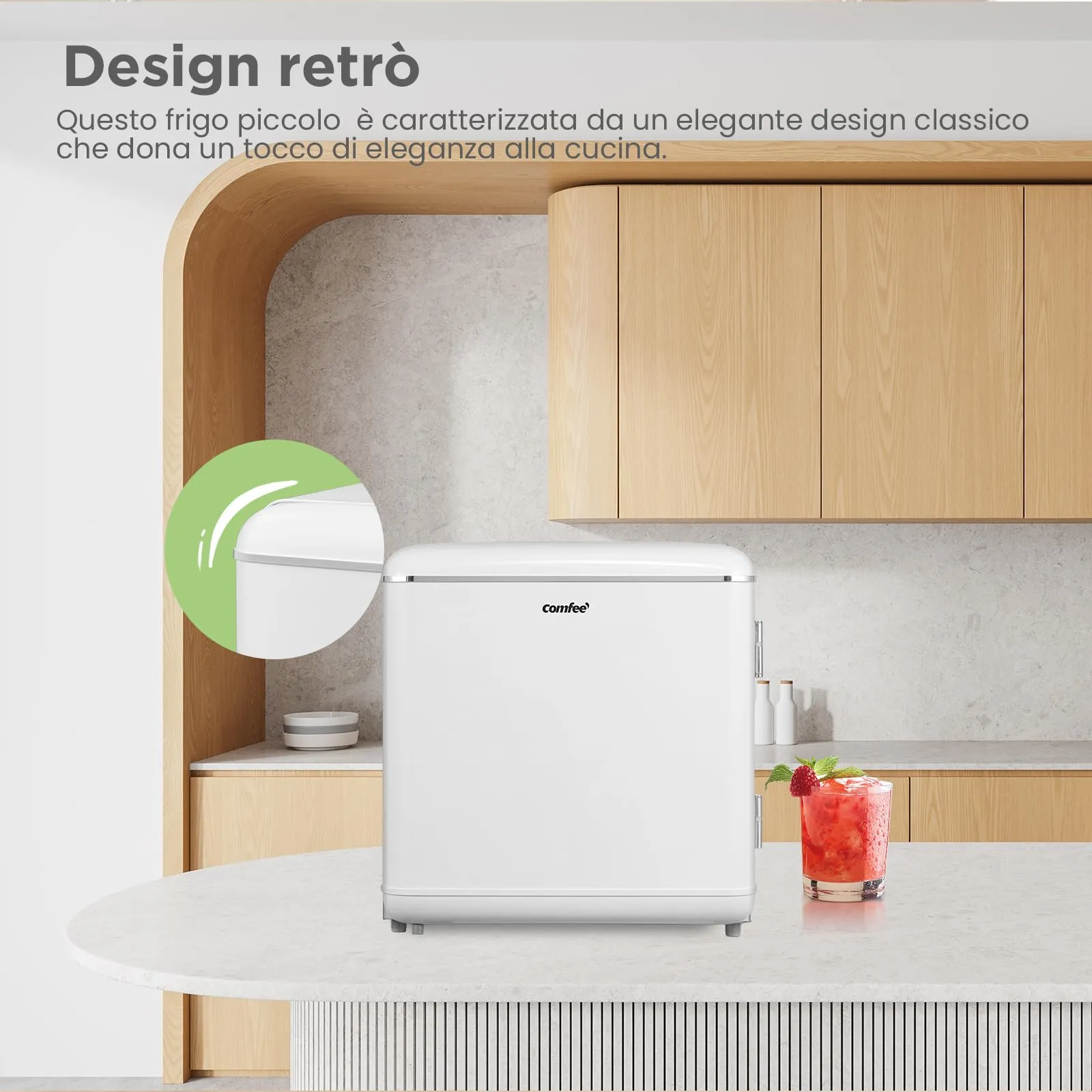 COMFEE' Mini Frigo da Camera 47L Design Retrò, Bianco - immagine 8