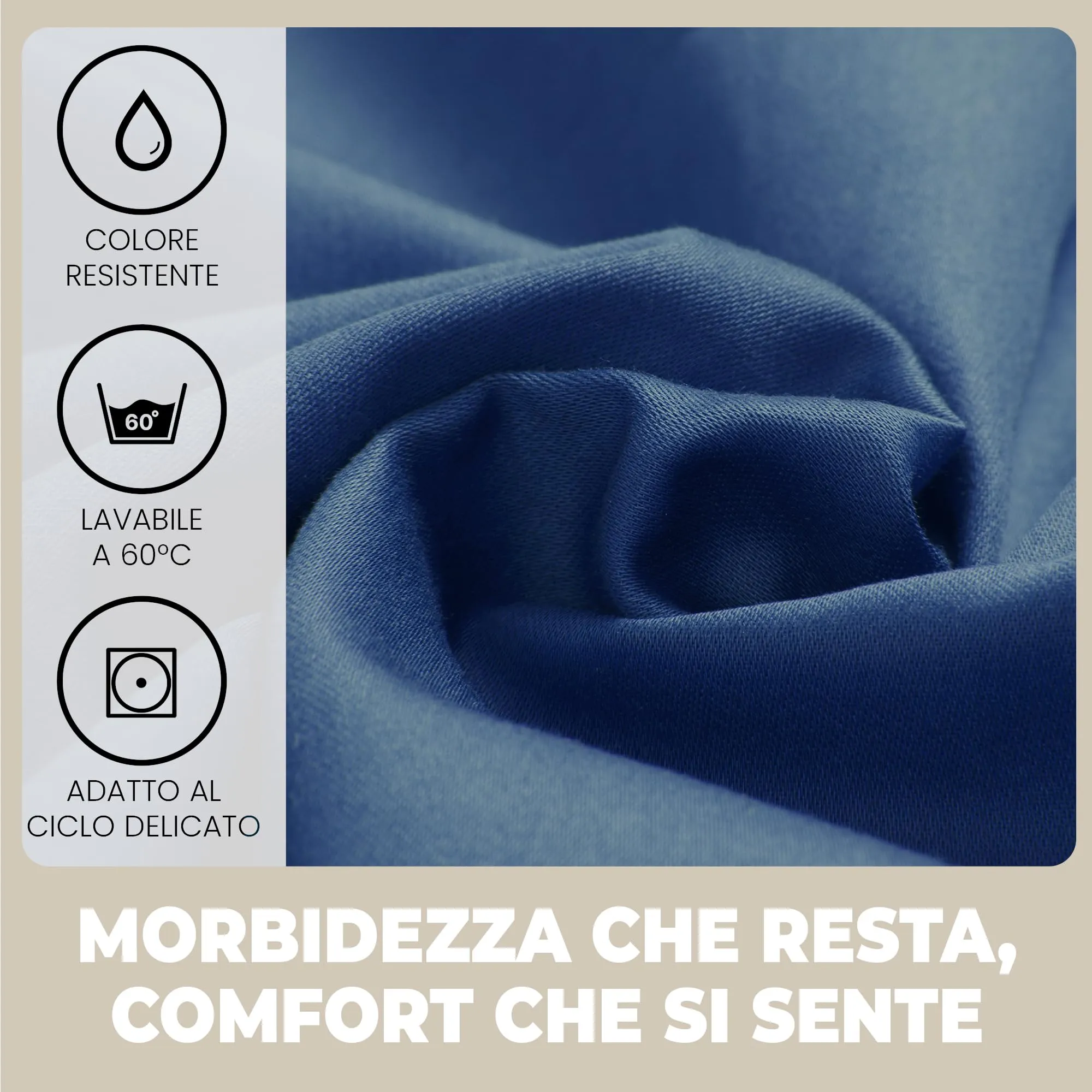 Flowen Lenzuolo con Angoli una Piazza e Mezza 120x190 cm Blu Scuro, 100% Cotone, per Materasso fino a 30cm - immagine 3