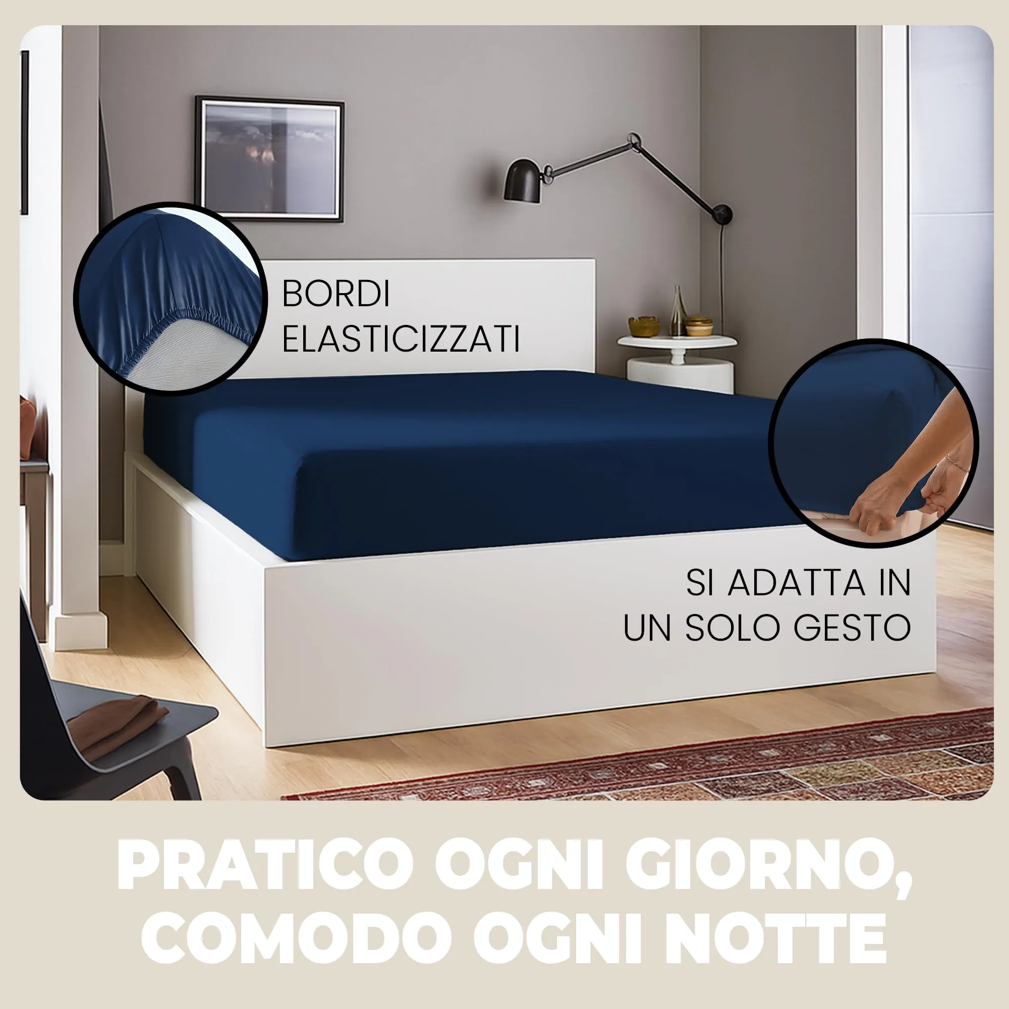 Flowen Lenzuolo con Angoli una Piazza e Mezza 120x190 cm Blu Scuro, 100% Cotone, per Materasso fino a 30cm - immagine 5
