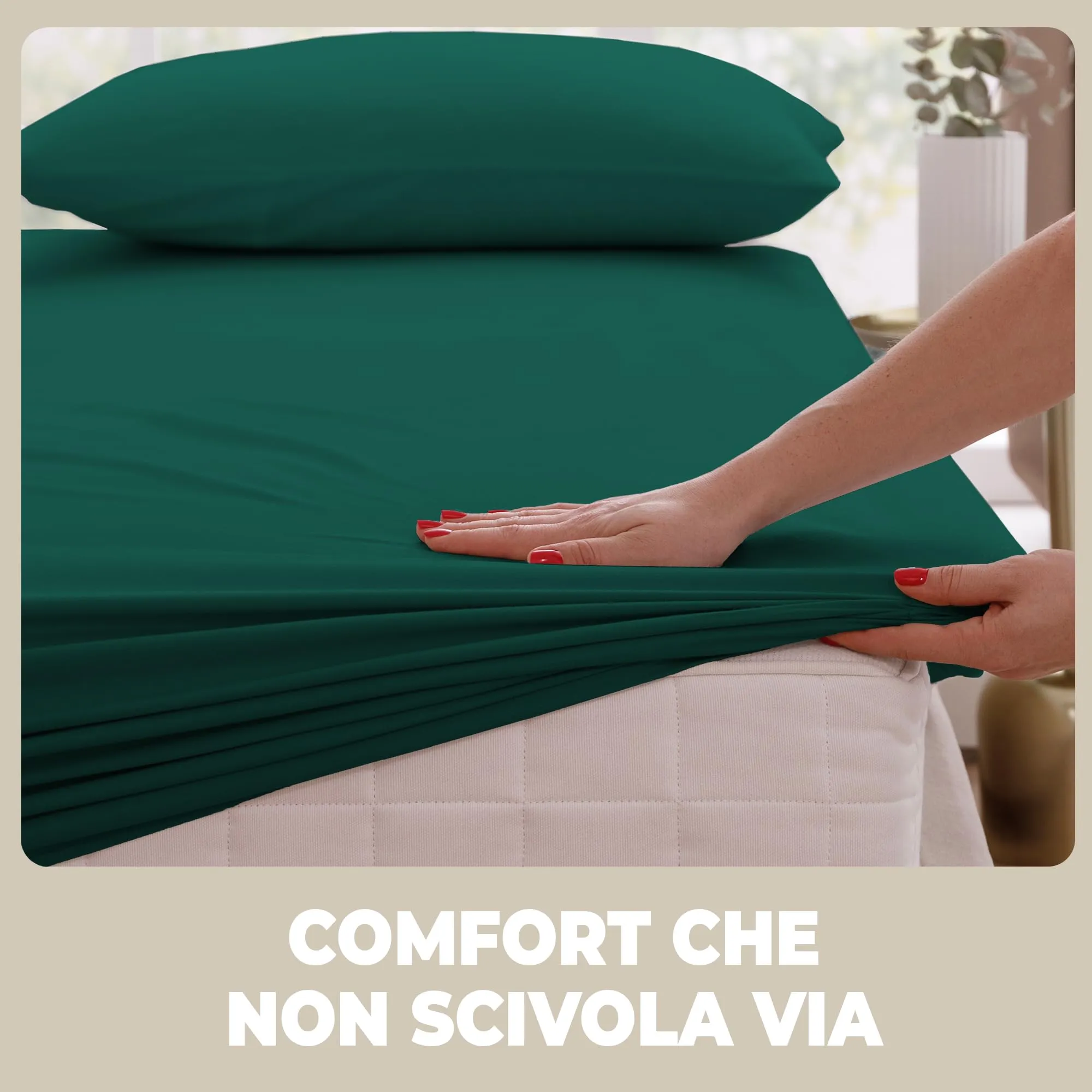 Flowen Lenzuola con Angoli Letto Singolo 90x190 cm Verde 100% Cotone per Materasso fino a 30cm - immagine 6