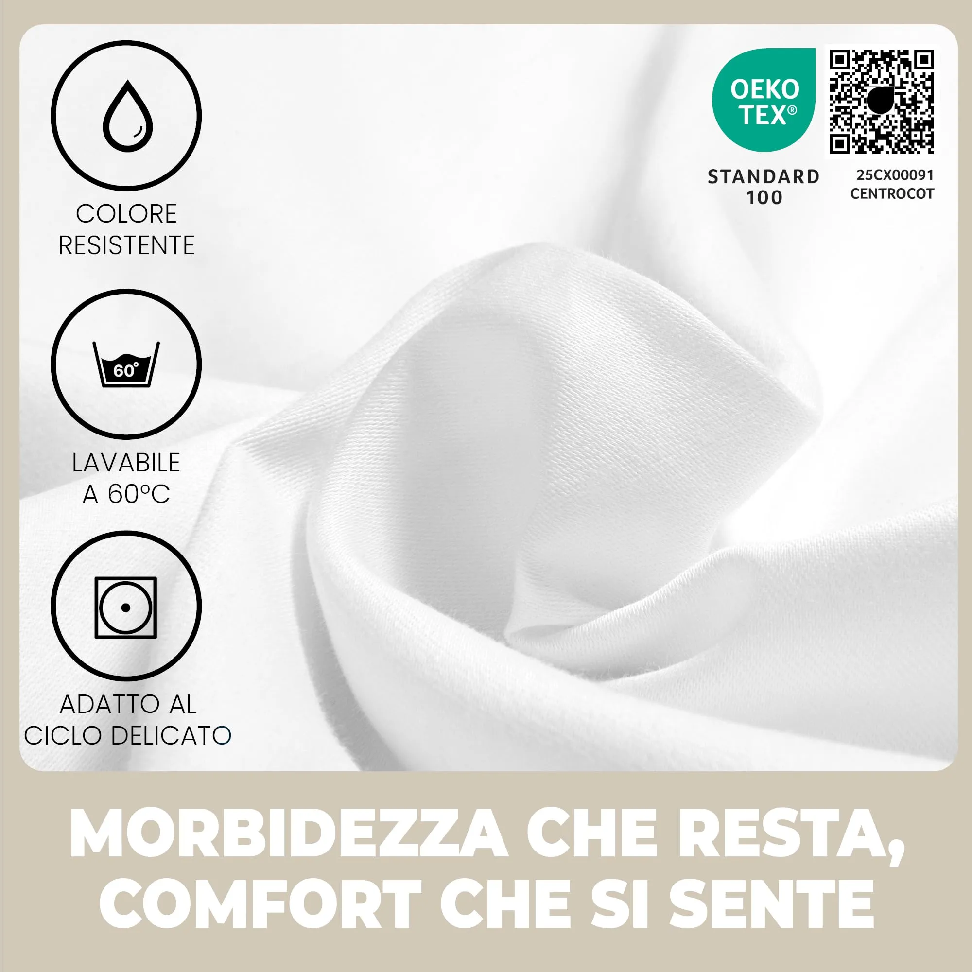 Flowen Lenzuola con Angoli una Piazza e Mezza 140x200 cm Bianco, 100% Puro Cotone, per Materasso fino a 30cm - immagine 3