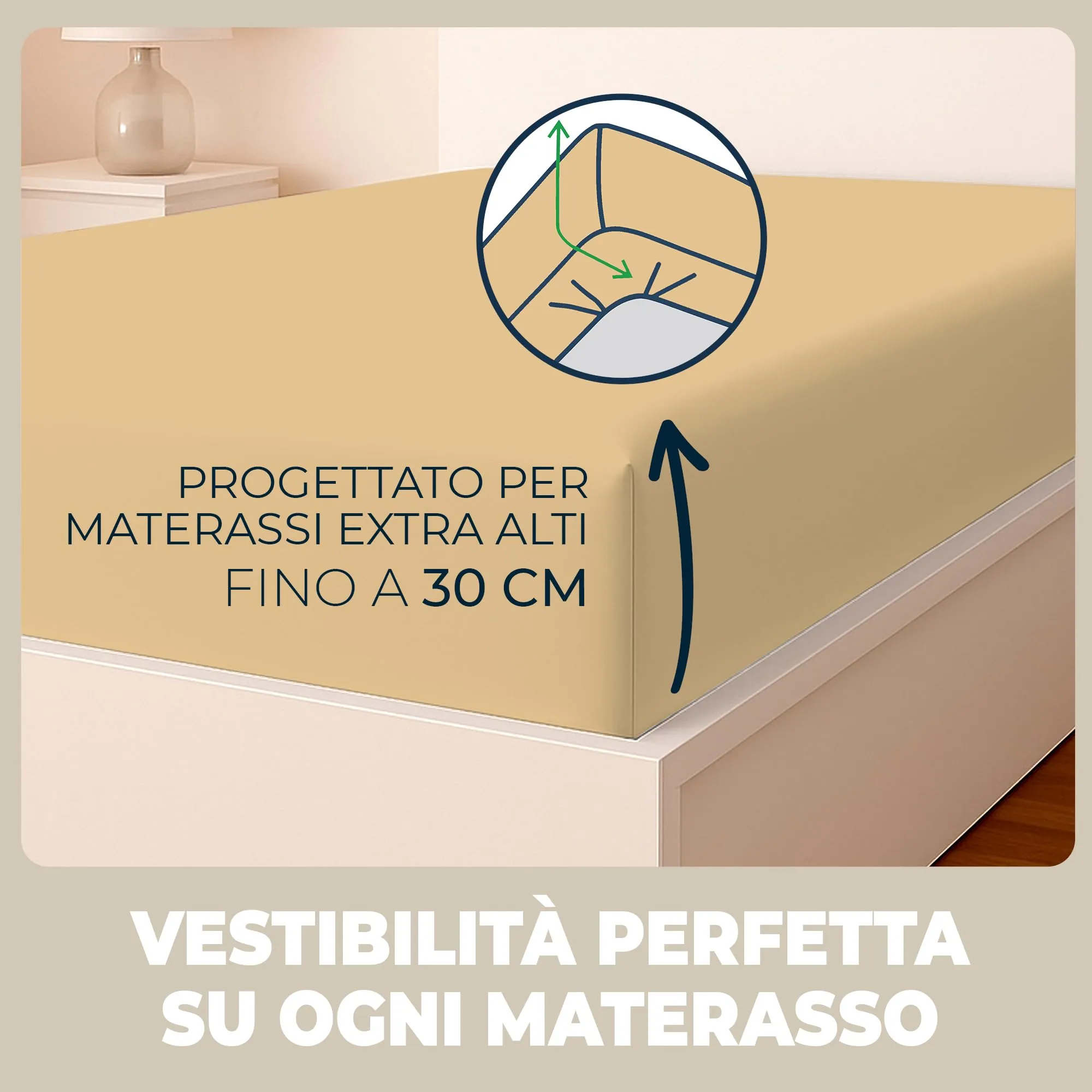 Flowen Lenzuola con Angoli una Piazza e Mezza 140x200 cm Beige, 100% Puro Cotone per Materasso fino a 30cm - immagine 2
