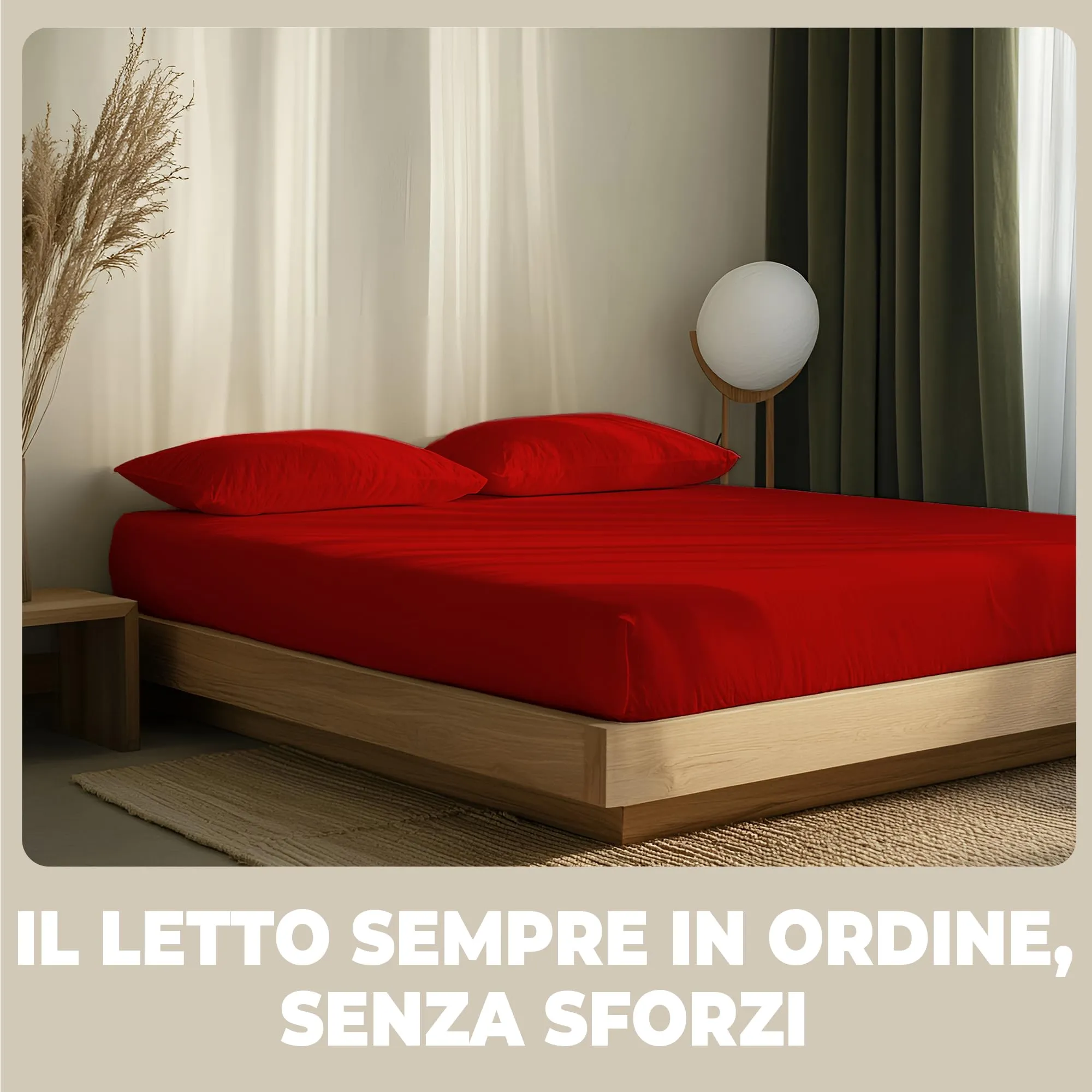 Flowen Lenzuola con Angoli Letto Singolo 90x190 cm, 100% Cotone, Rosso, per Materasso fino a 30cm - immagine 7