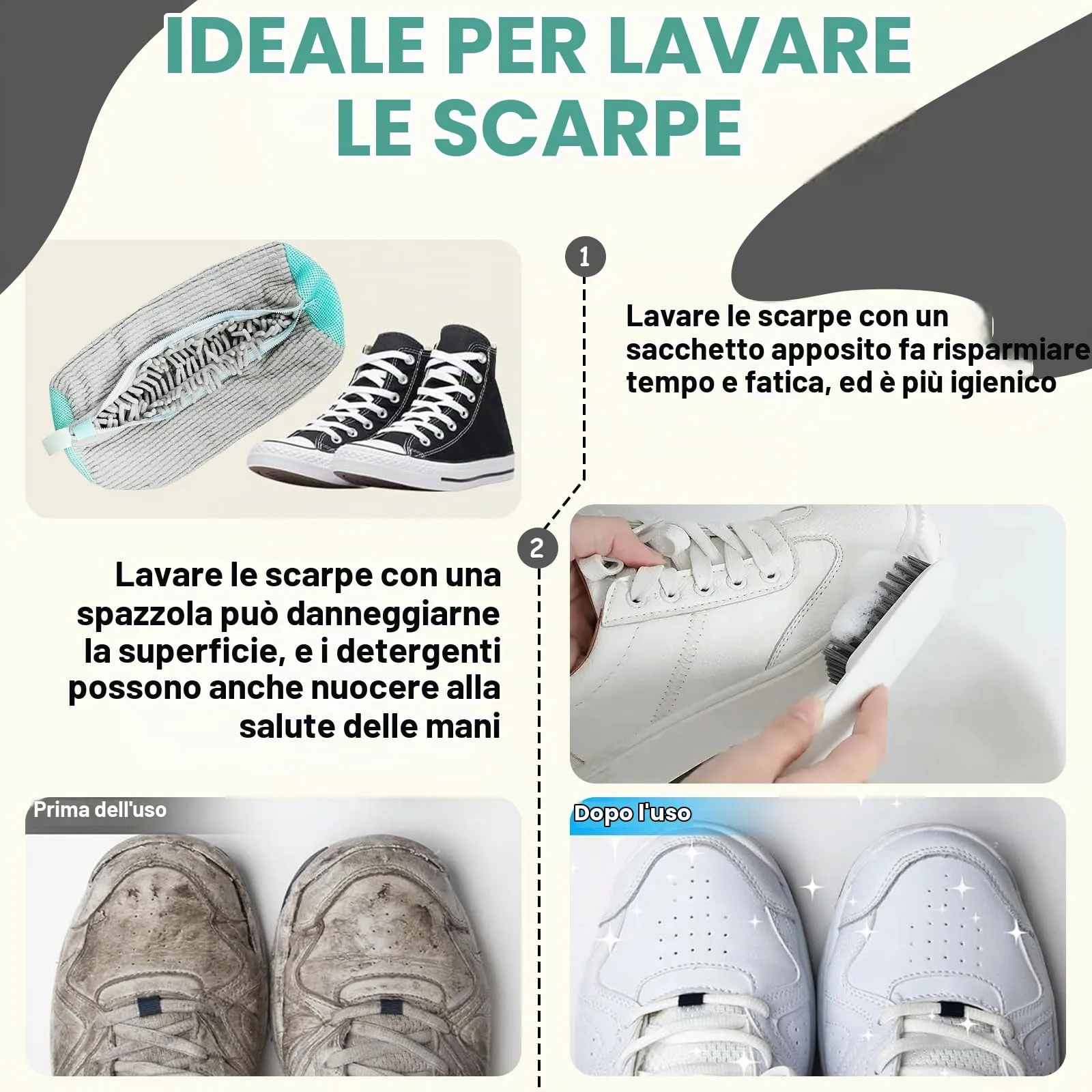 YTUGIL Sacche per Lavare Scarpe in Lavatrice, Grigio, 2 Pezzi - immagine 4