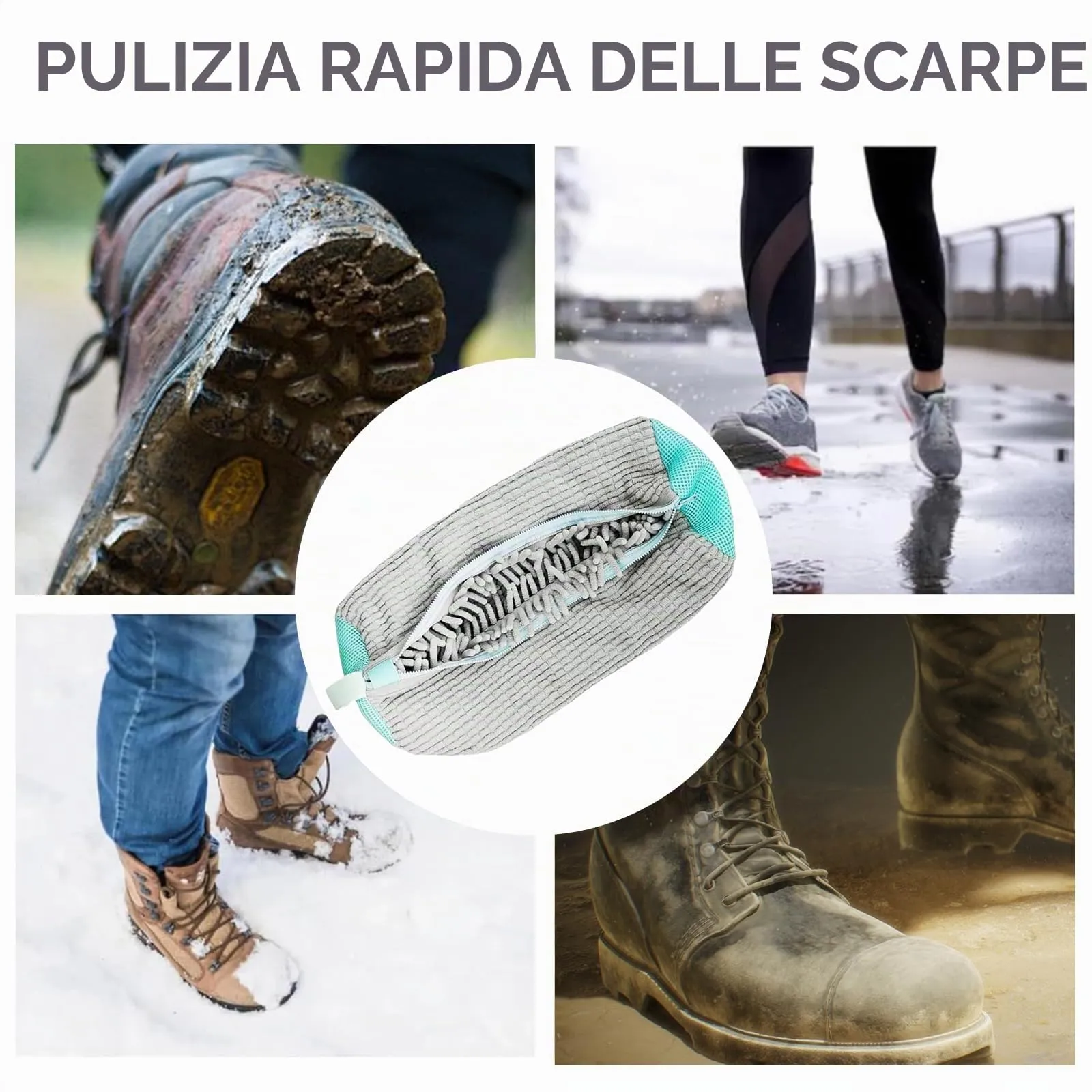 YTUGIL Sacche per Lavare Scarpe in Lavatrice, Grigio, 2 Pezzi - immagine 6
