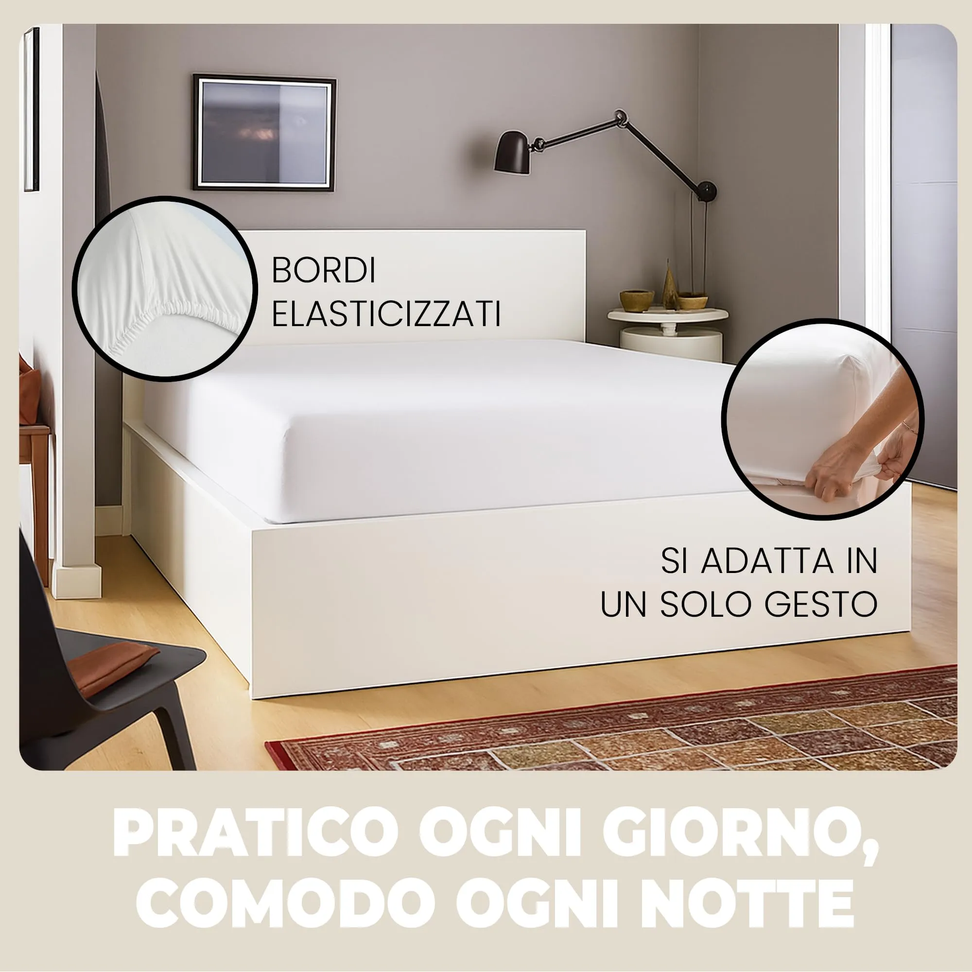 Flowen Lenzuola con Angoli Una Piazza e Mezza 120x190 cm Bianco 100% Cotone per Materasso fino a 30cm - immagine 5