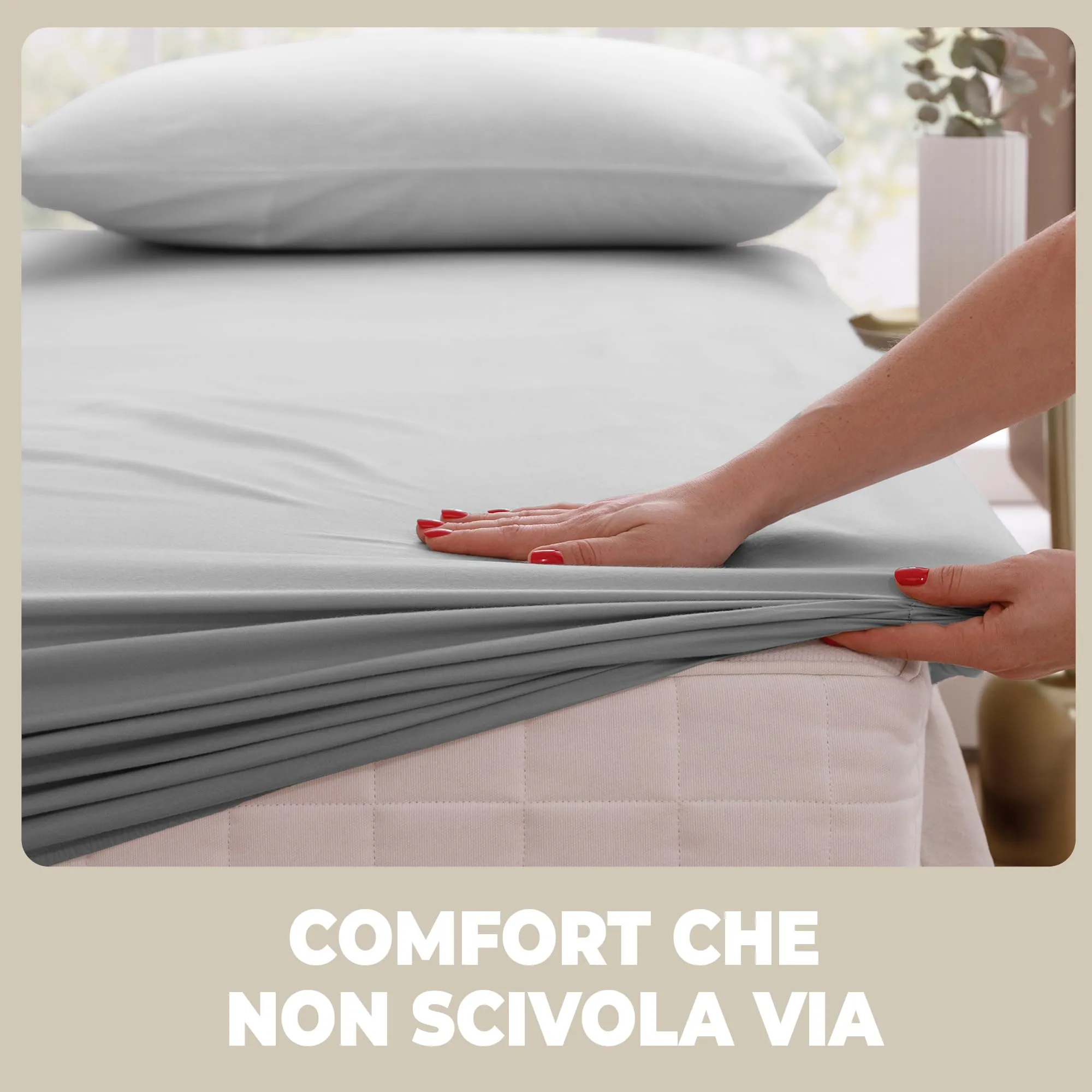 Flowen Lenzuola con Angoli Letto Singolo 90x190 cm, 100% Cotone, Grigio Chiaro, per Materasso fino a 30cm - immagine 6