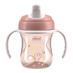 Chicco Training Cup, Semi-Soft Ergonomic Spout, Removable Valve and Handles, 6 Months+, BPA Free, Pink - immagine 1