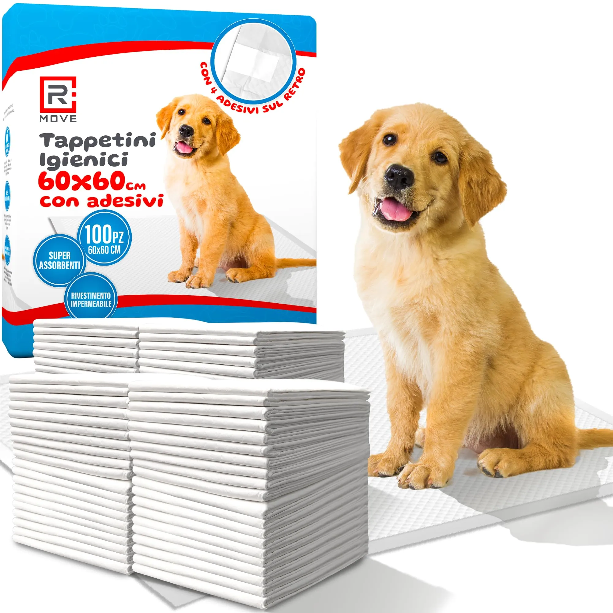 R MOVE Traversine Cani 60x60 con Adesivi, 100 Pezzi - immagine 1