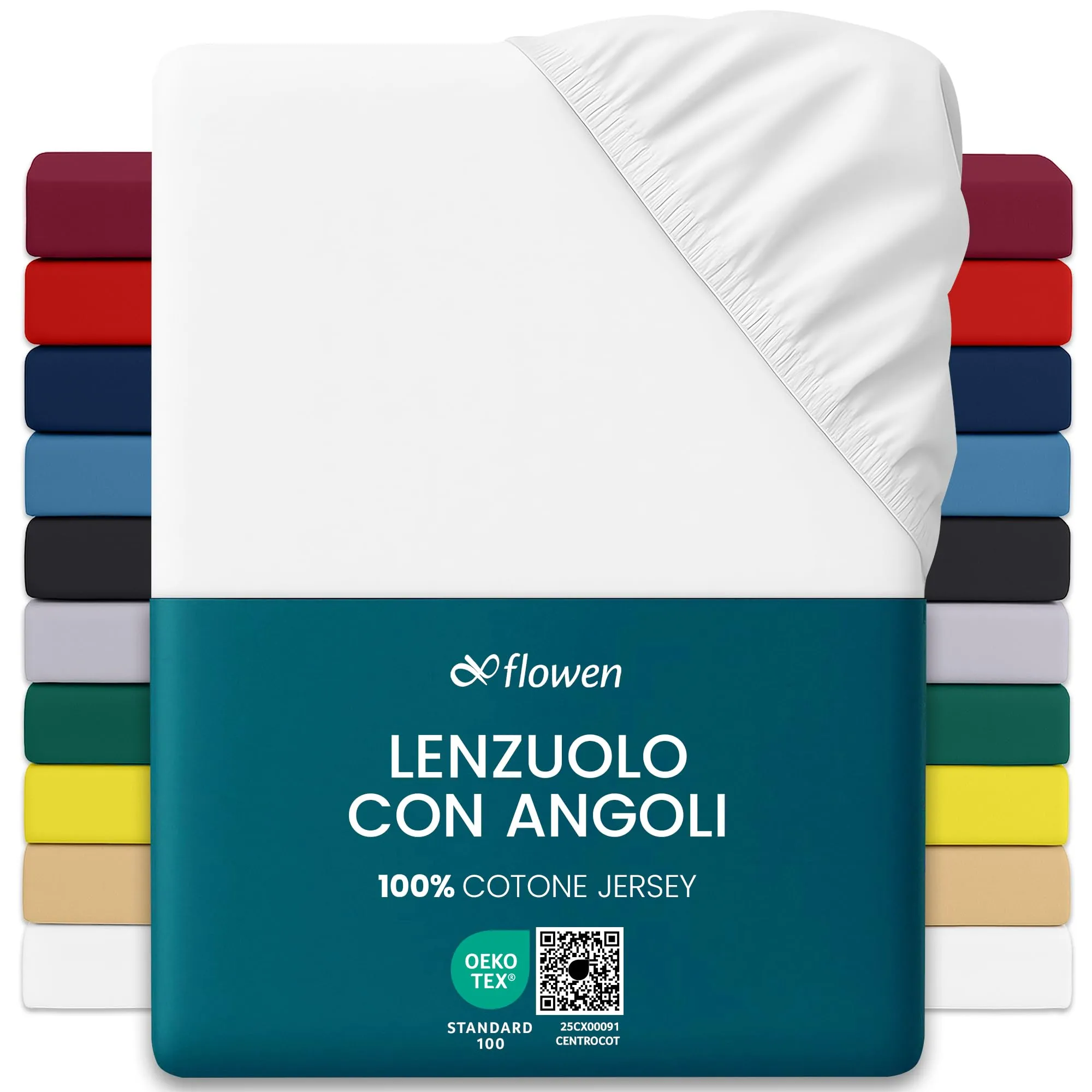 Flowen Lenzuola con Angoli Una Piazza e Mezza 120x200 cm Bianco 100% Cotone per Materasso fino a 30cm - immagine 1