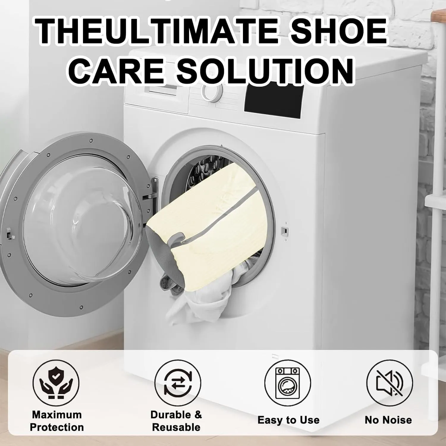 YTUGIL Sacchetti per Lavare Scarpe in Lavatrice e Viaggio, 2 Pezzi, con Cerniera Invisibile, Colore Crema - immagine 5
