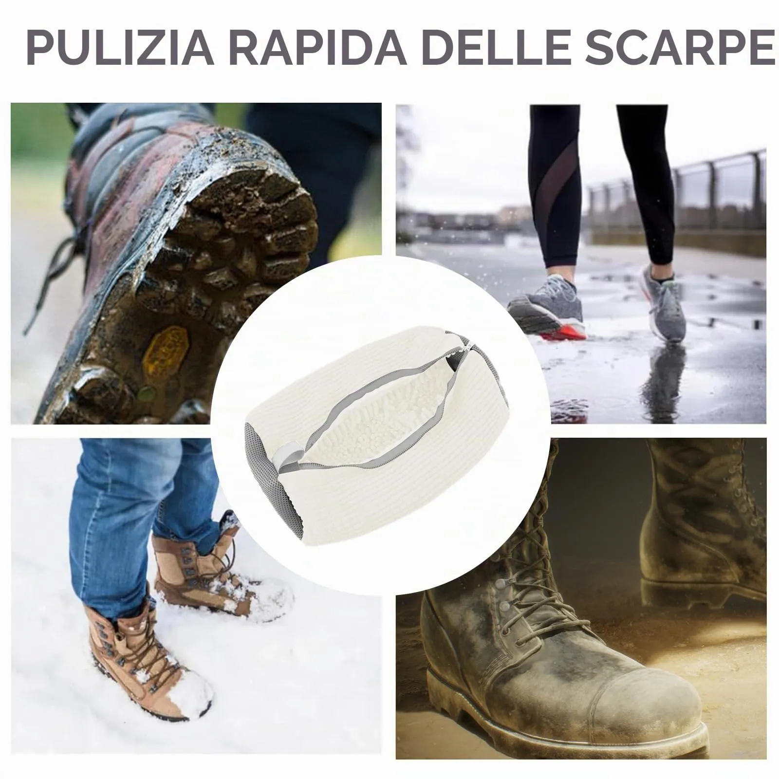 YTUGIL Sacchetti per Lavare Scarpe in Lavatrice e Viaggio, 2 Pezzi, con Cerniera Invisibile, Colore Crema - immagine 6