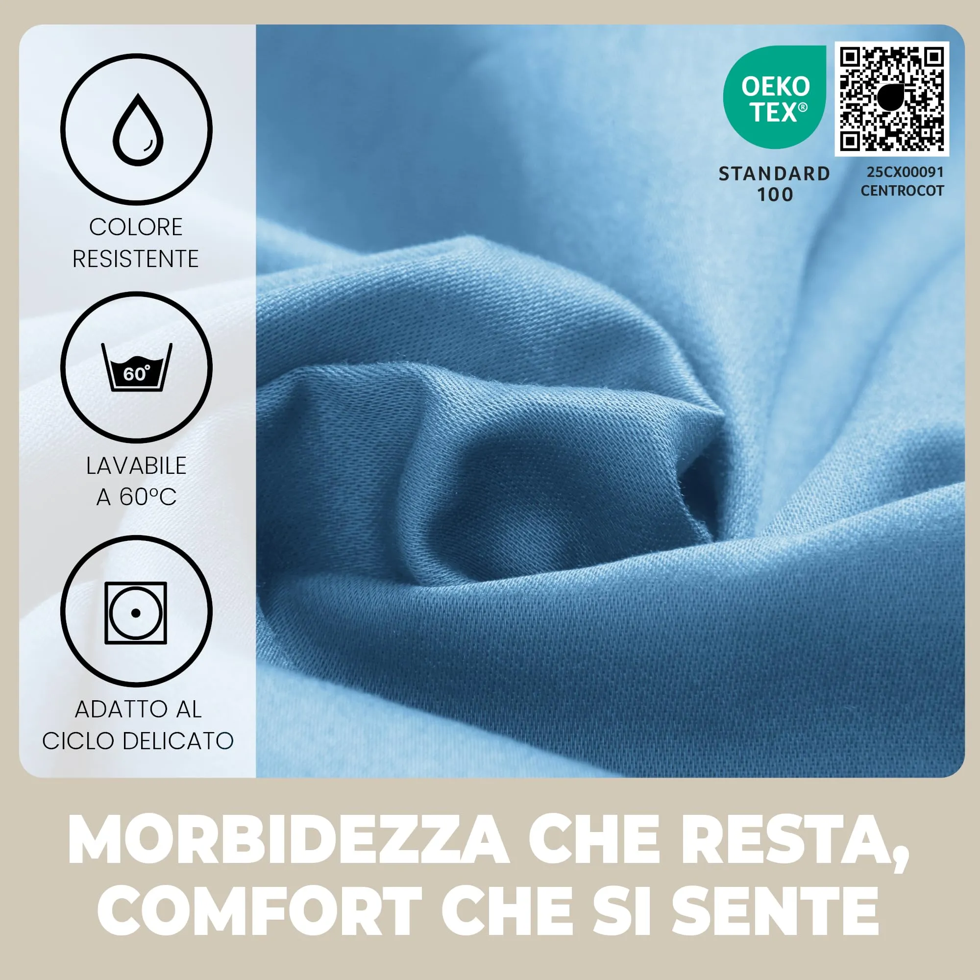 Flowen Lenzuola con Angoli Letto Singolo 90x190 cm Blu Navy, 100% Cotone per Materasso fino a 30cm - immagine 3