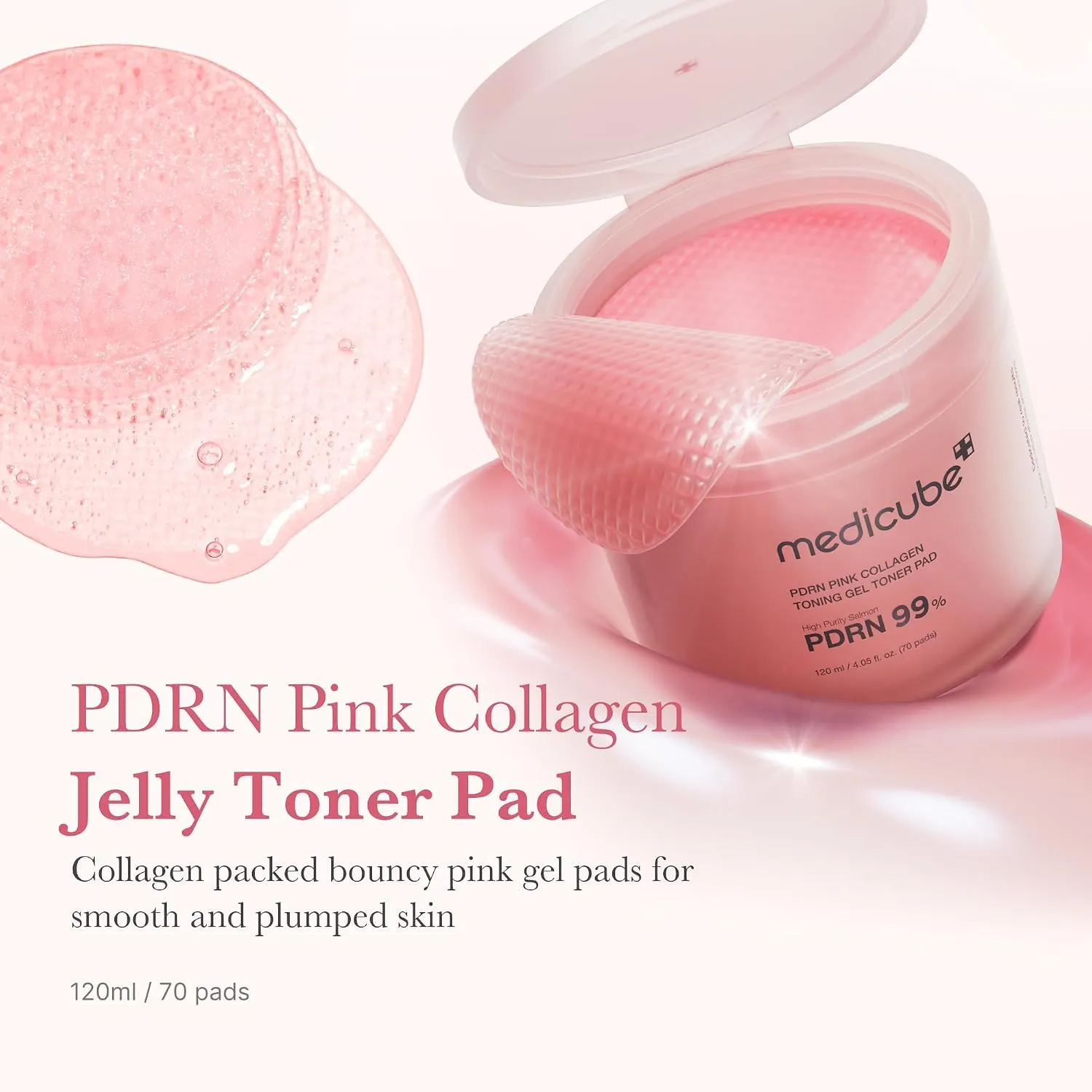 medicube Salmon DNA PDRN Pink Collagen Jelly Toner Pads, 120 ml - immagine 2
