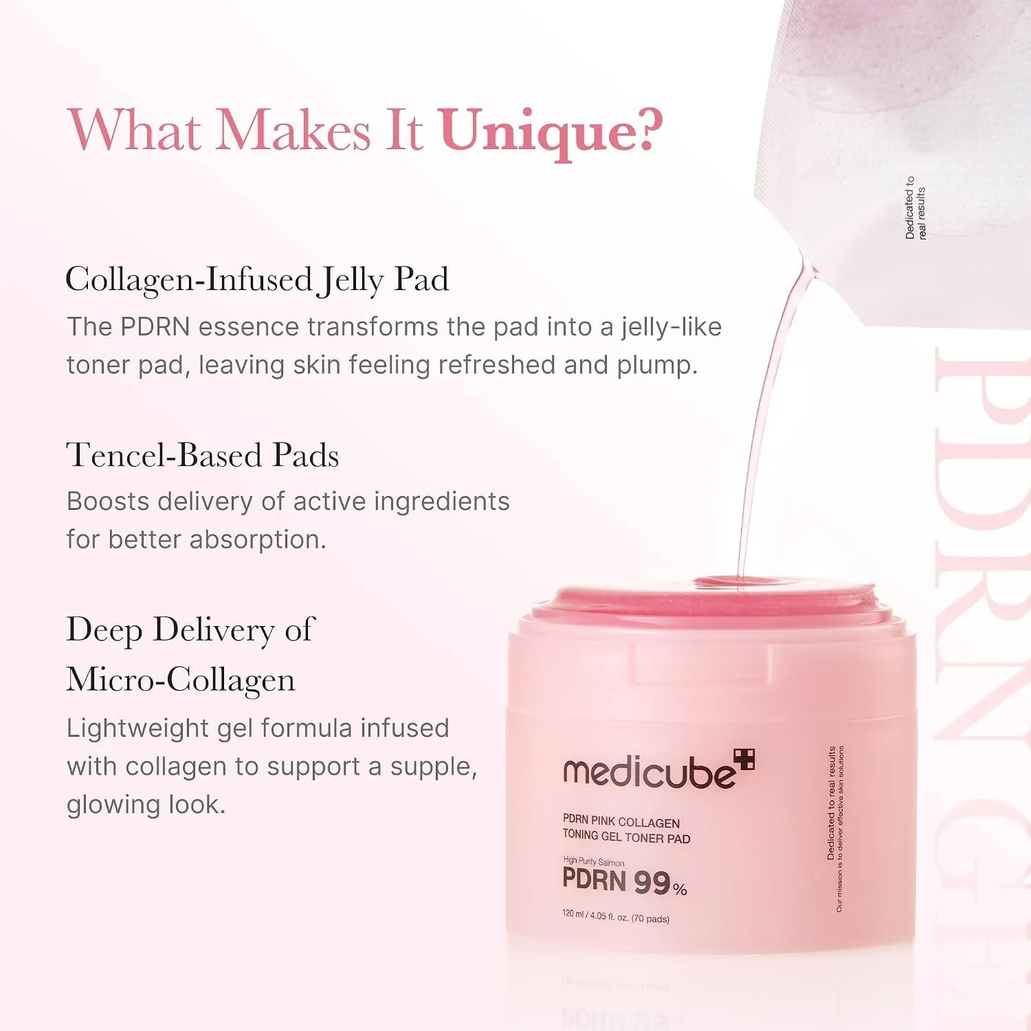 medicube Salmon DNA PDRN Pink Collagen Jelly Toner Pads, 120 ml - immagine 3