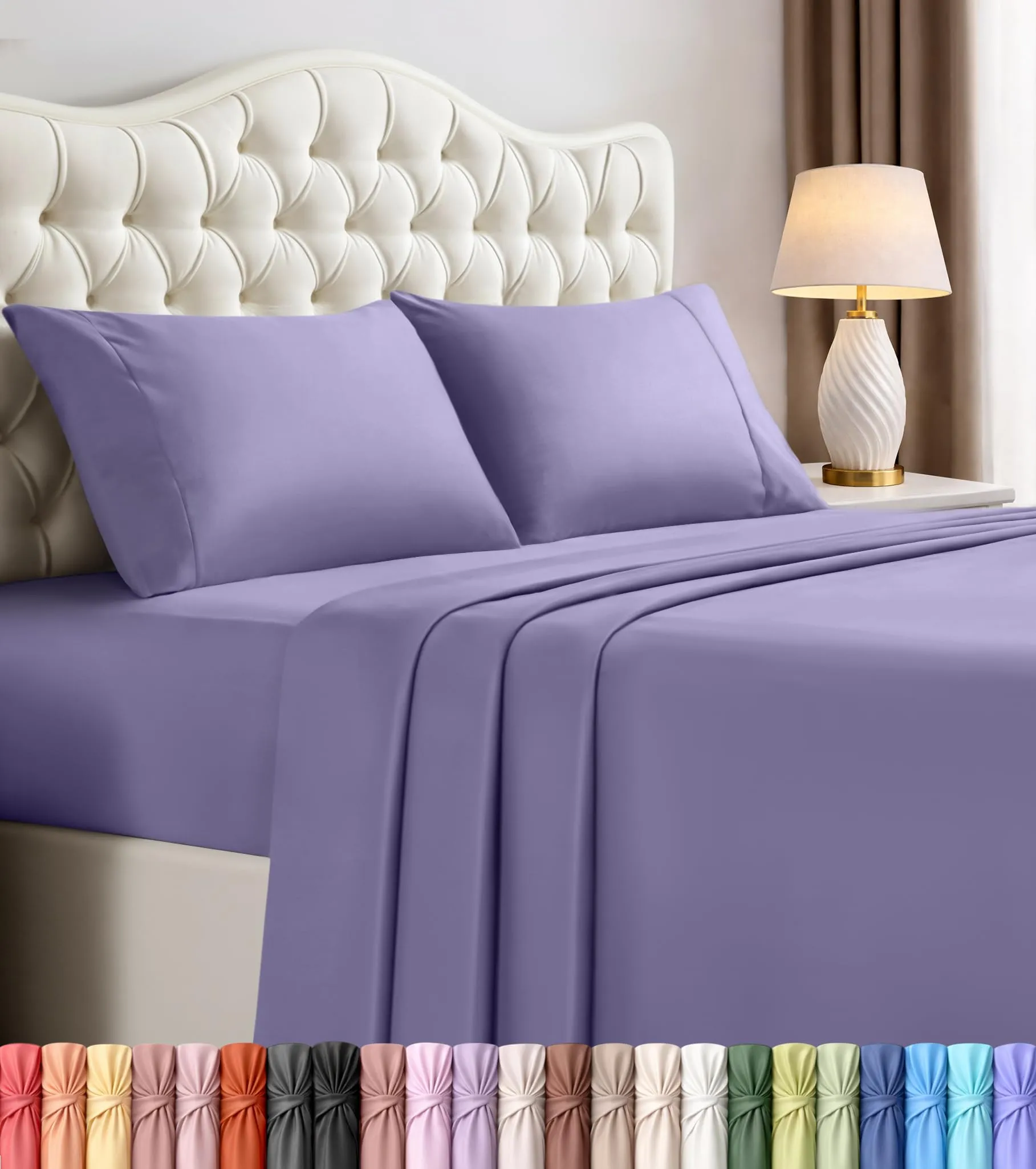 Utopia Bedding Set di lenzuola in microfibra spazzolata, Queen Size, Peri - immagine 1