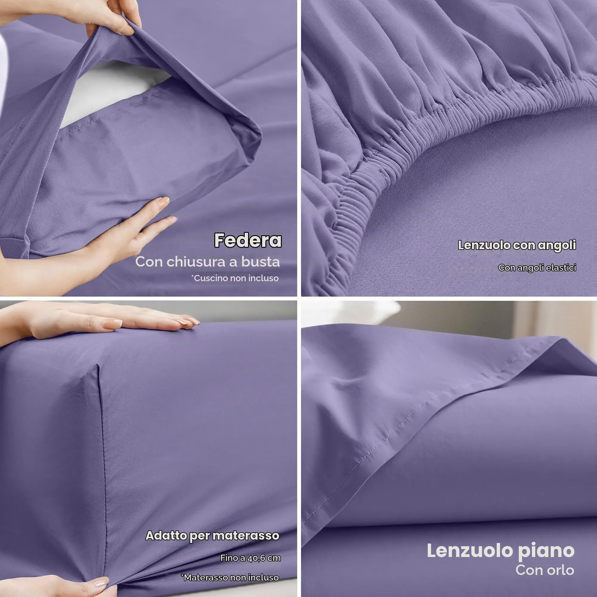Utopia Bedding Set di lenzuola in microfibra spazzolata, Queen Size, Peri - immagine 3