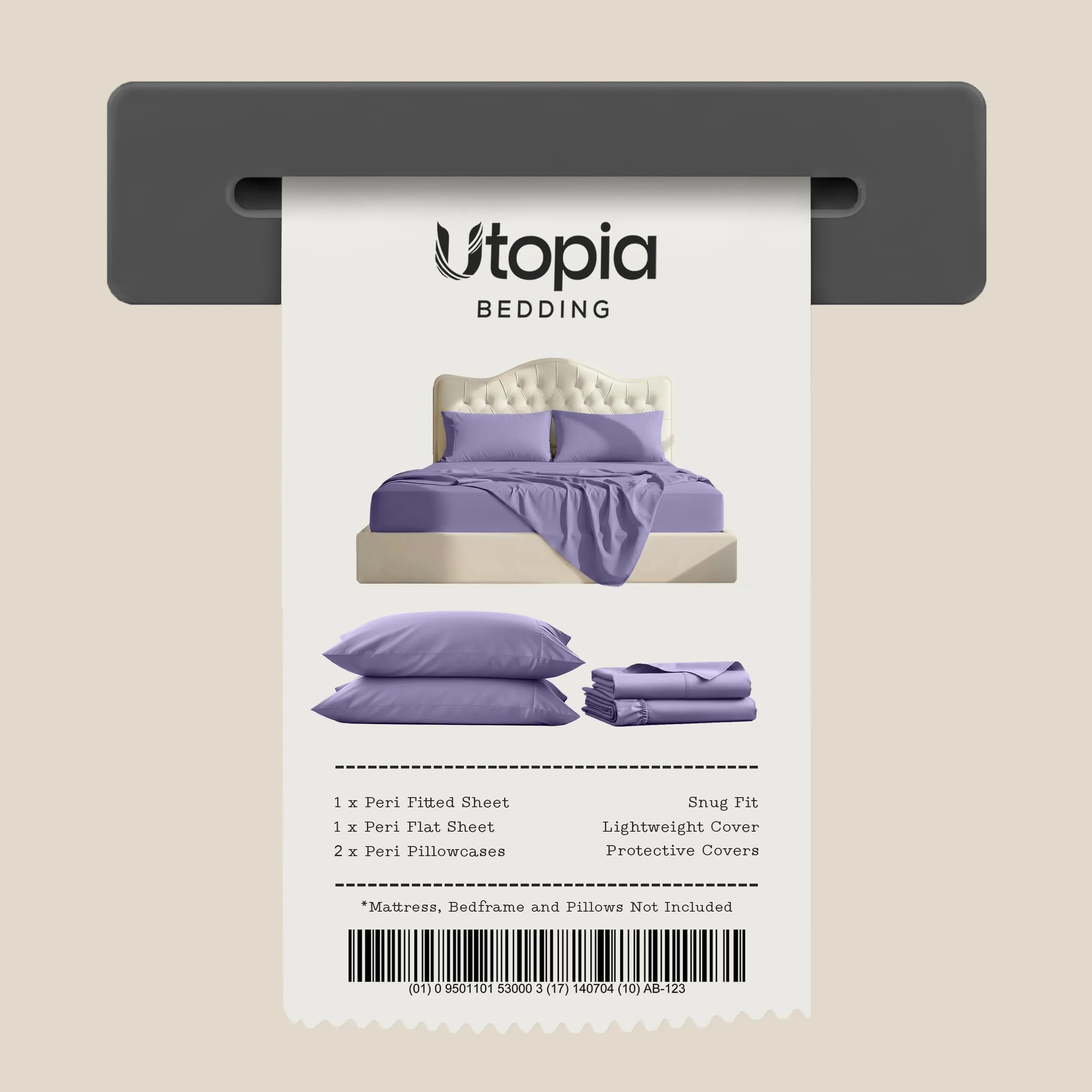 Utopia Bedding Set di lenzuola in microfibra spazzolata, Queen Size, Peri - immagine 7