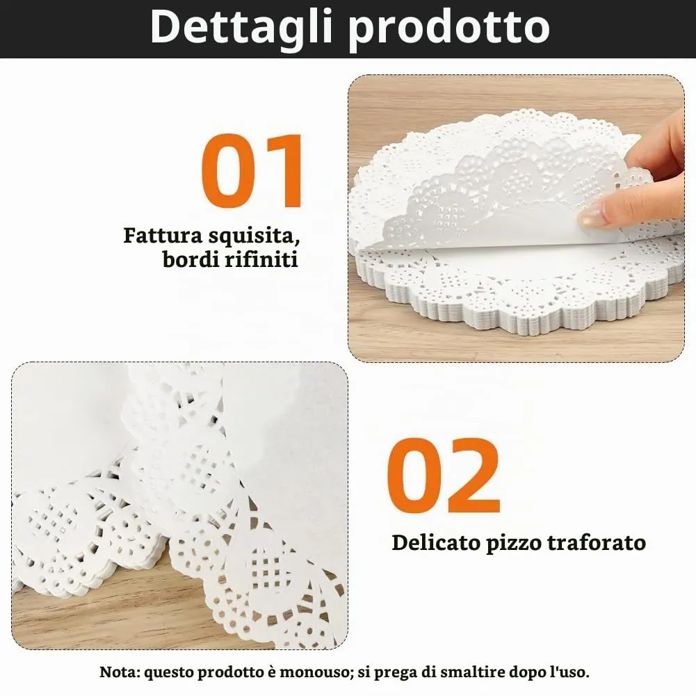 Alaoo Centrini Rotondi di Carta, 150 Fogli, 6.5 Pollici, Monouso - immagine 3