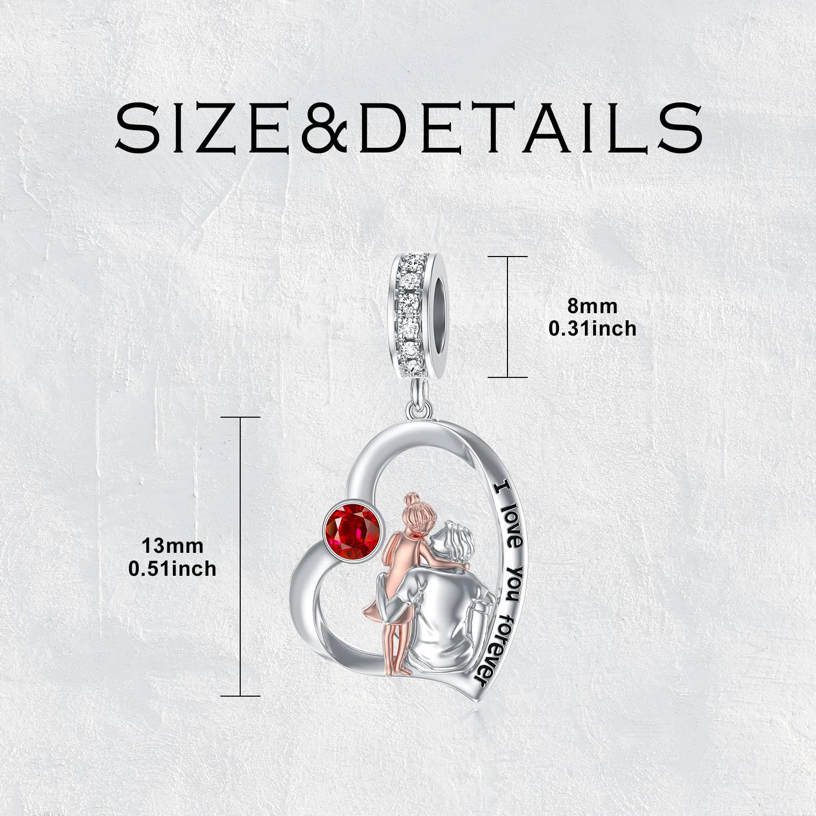 ROMANTICWORK Ciondolo a forma di cuore in argento Sterling 925 per braccialetti padre e figlia - immagine 3