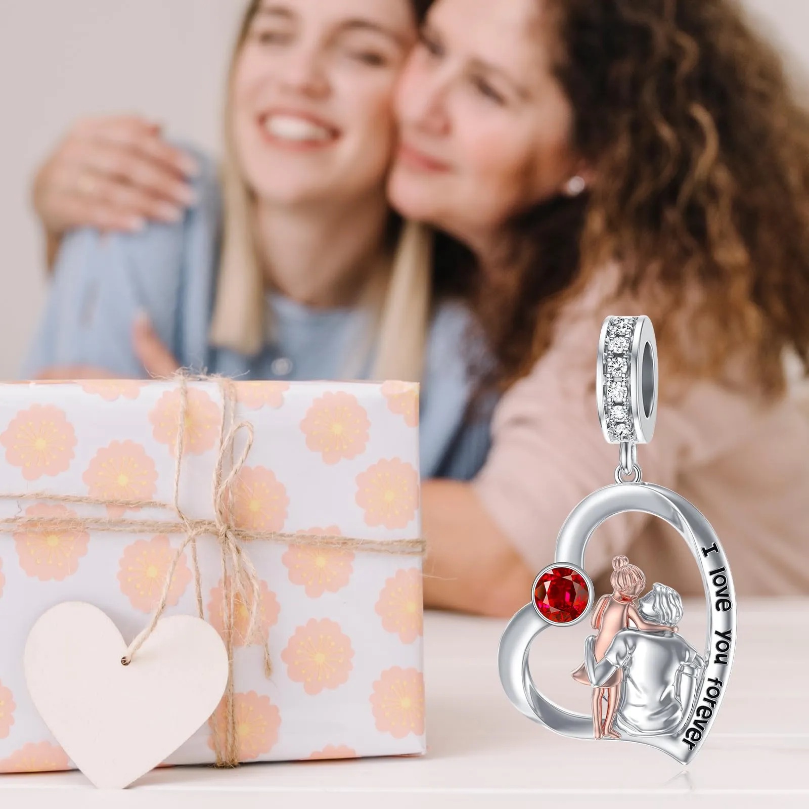ROMANTICWORK Ciondolo a forma di cuore in argento Sterling 925 per braccialetti padre e figlia - immagine 4