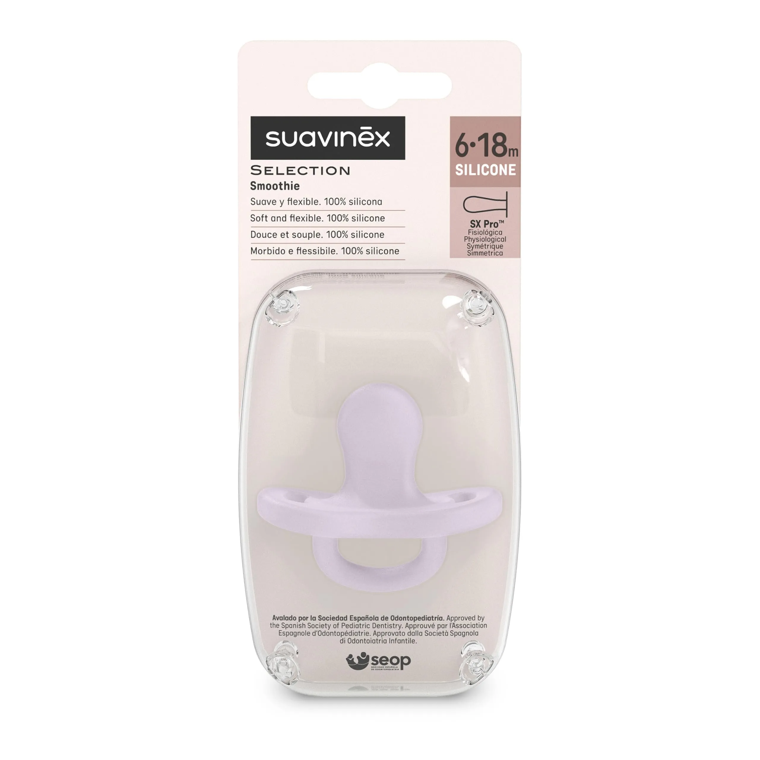 Suavinex Smoothie Ciuccio Tutto in Silicone, 6/18 Mesi, Lavanda - immagine 4