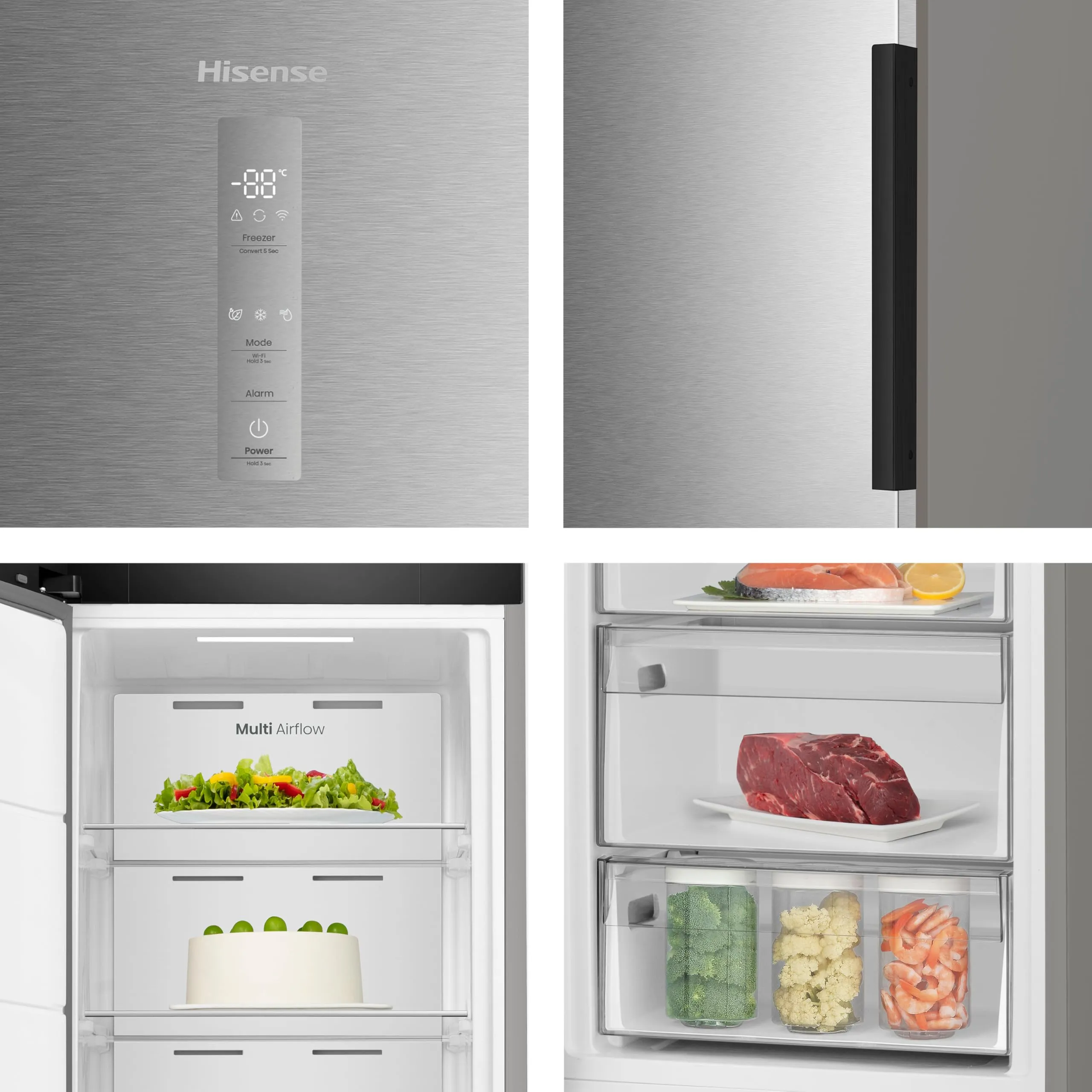 Hisense FT3K310SEIE Freezer Verticale Total No Frost, Inox, 185.6 x 59.5 cm, Classe E, 312 L - immagine 9