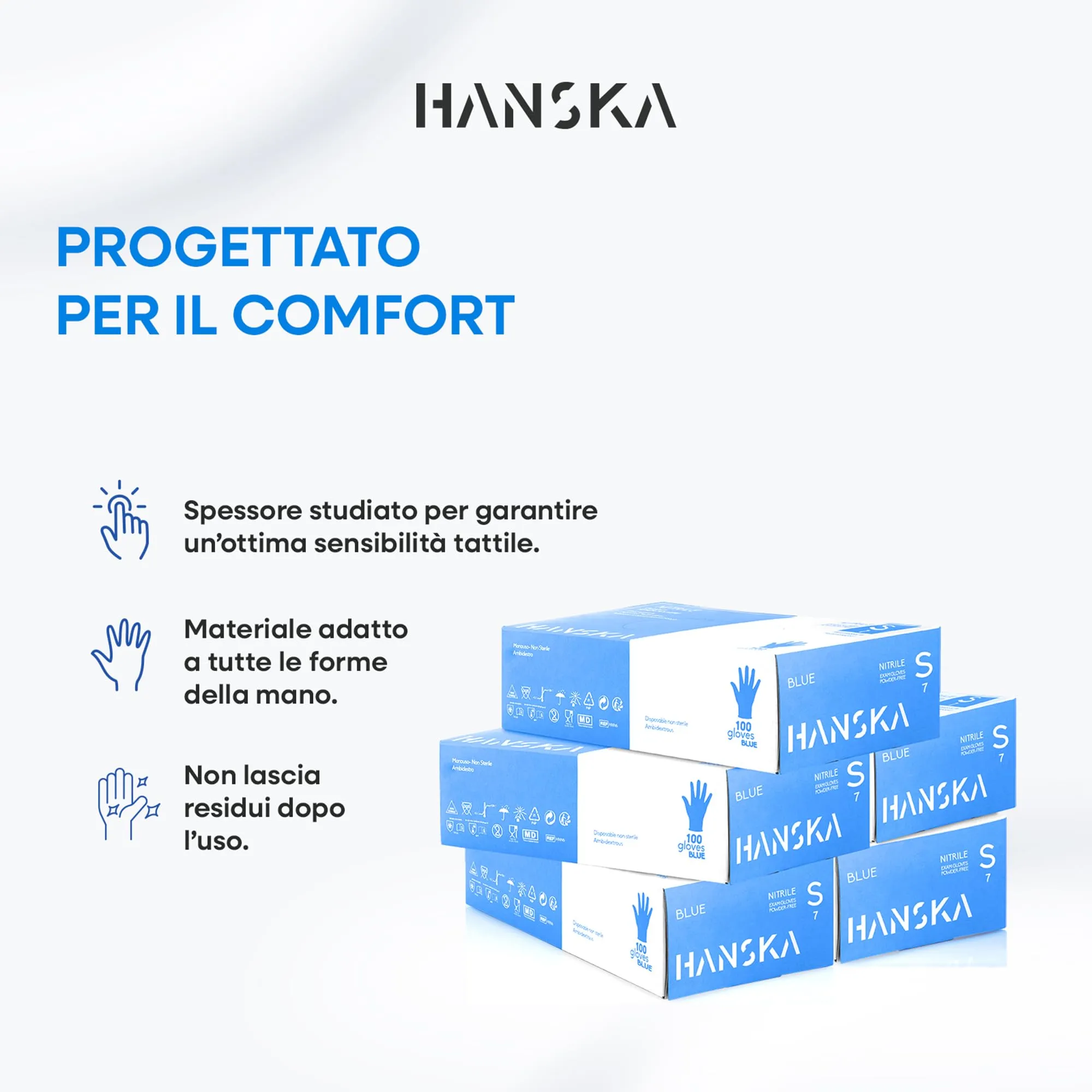 Hanska Guanti Monouso in Nitrile Blu, Senza Polvere, Ambidestri, Non Sterili, Taglia S, 500 Pezzi - immagine 6