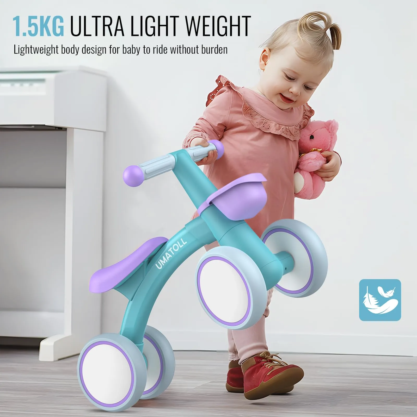 Umatoll Bici Senza Pedali per Bambini 1-2 Anni, Modello B402 - immagine 5
