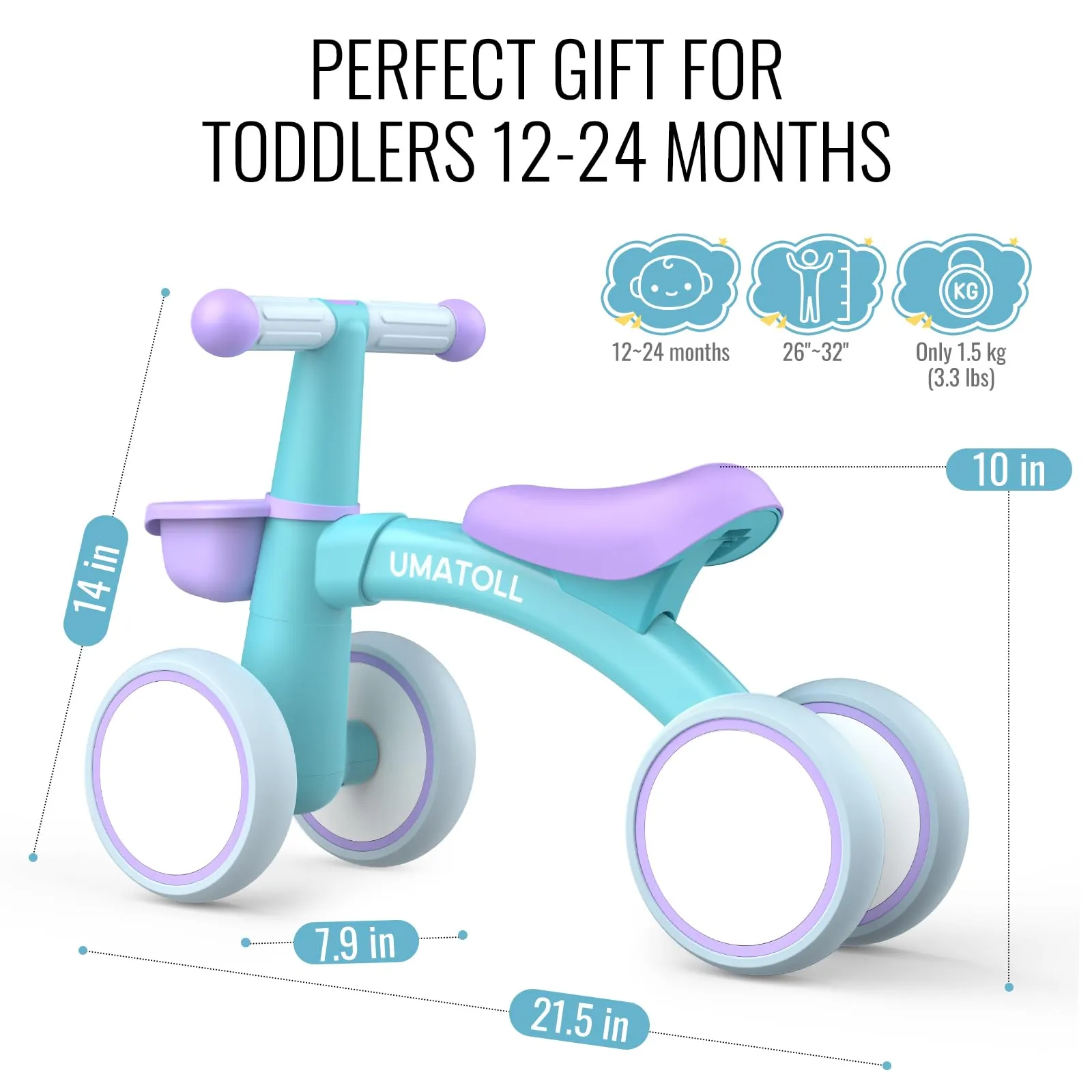 Umatoll Bici Senza Pedali per Bambini 1-2 Anni, Modello B402 - immagine 9